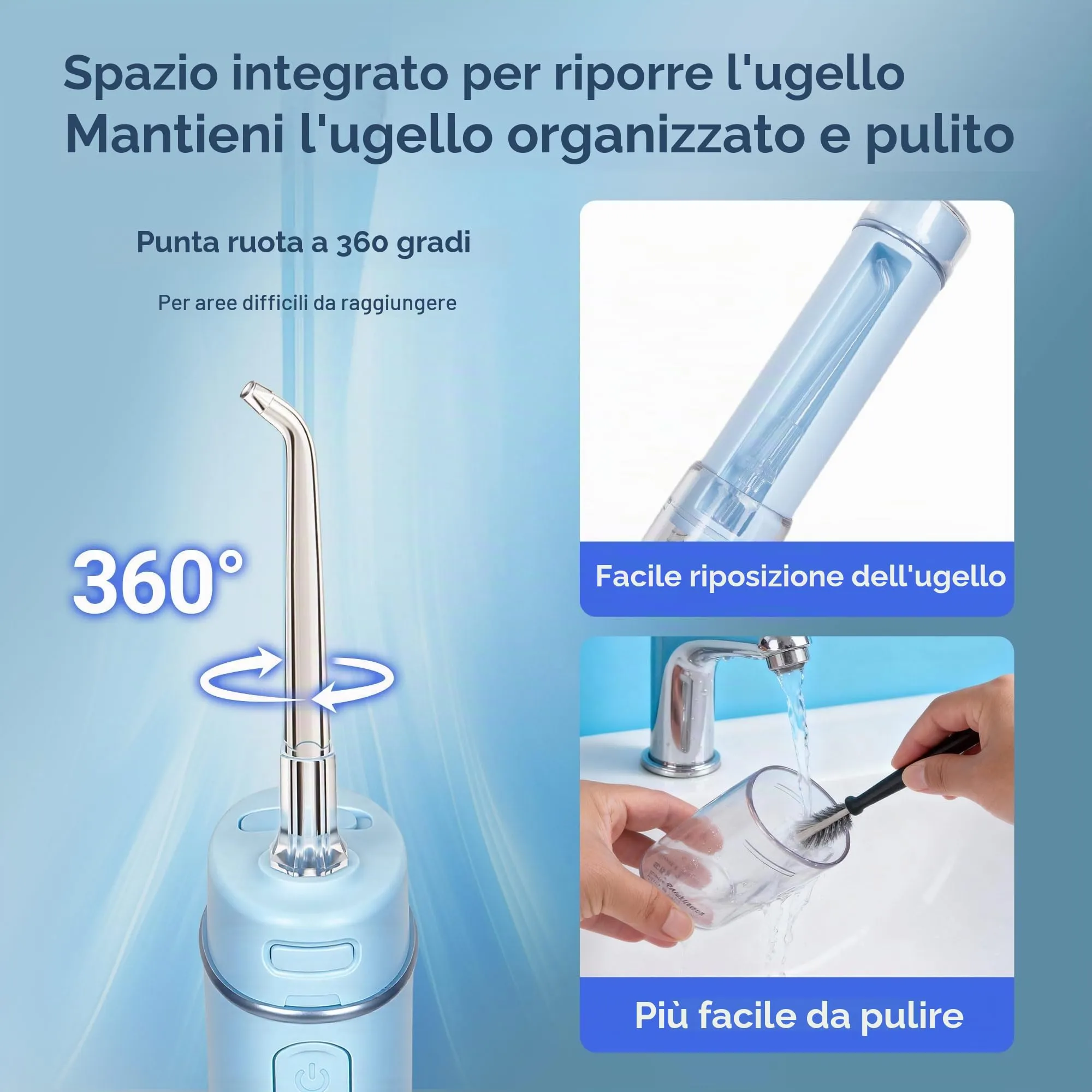 BarberBoss Idropulsore da Viaggio Senza Fili, QR-7114 - immagine 7