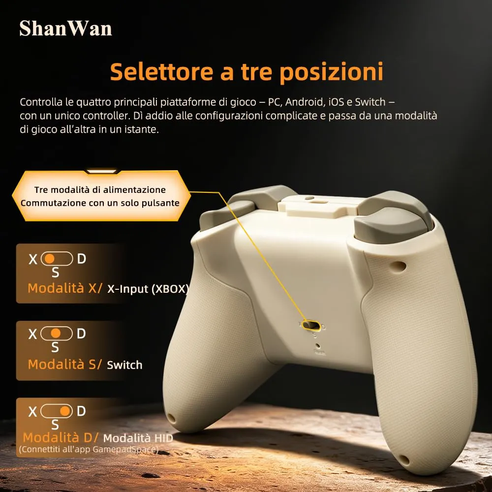 ShanWan Wireless Gaming Controller with Hall Effect Joysticks for Switch, PC Steam, Android and iPhone - immagine 4