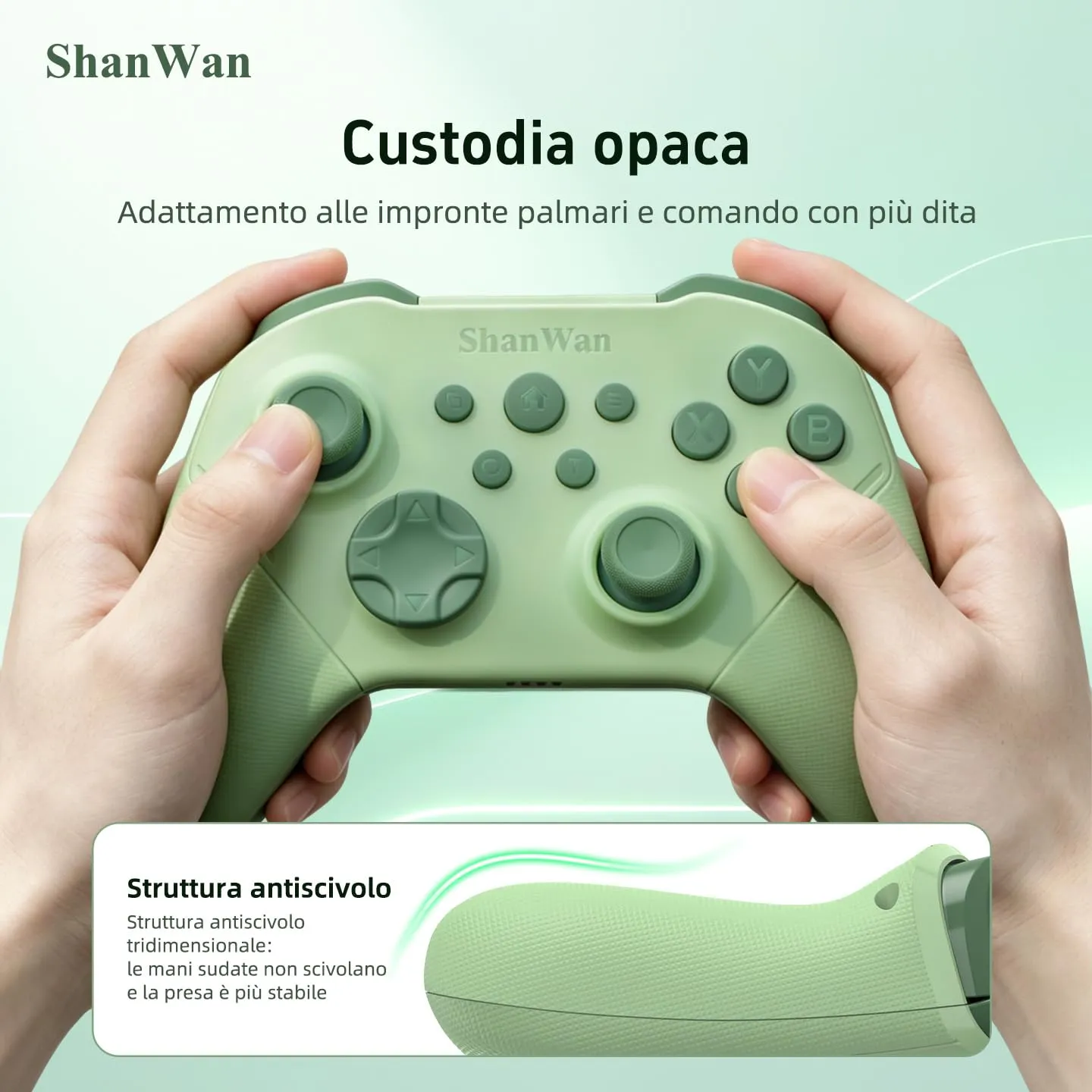 ShanWan Wireless Gaming Controller with Hall Effect Joysticks, Bluetooth/2.4G for Switch 1/2, PC Steam, Android and iPhone - immagine 6