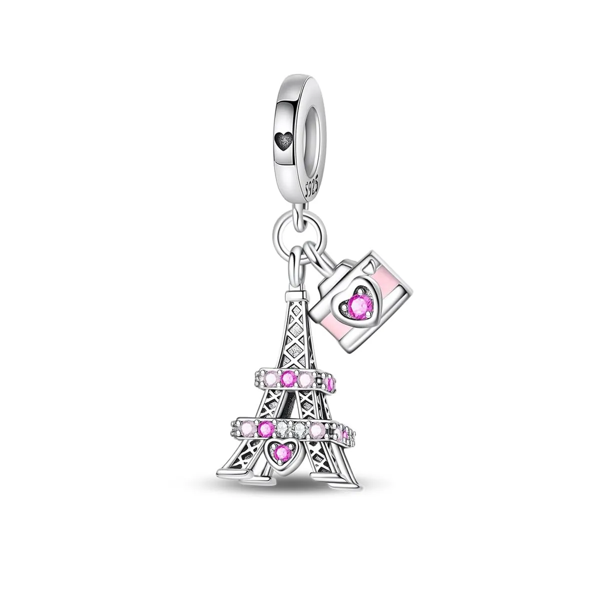 TINSLO Bead Charm Ciondolo Argento Sterling 925 con Cubic Zirconia per Braccialetti e Collane Europei - immagine 1