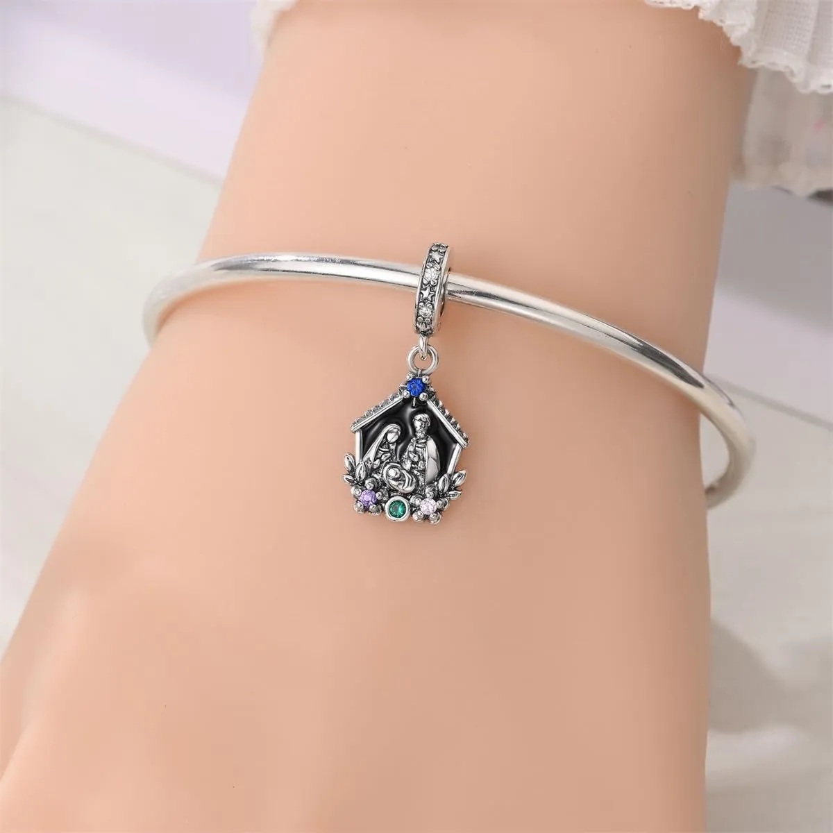 TINSLO Bead Charm Ciondolo Argento Sterling 925 con Cubic Zirconia per Braccialetti e Collane Europei - immagine 4