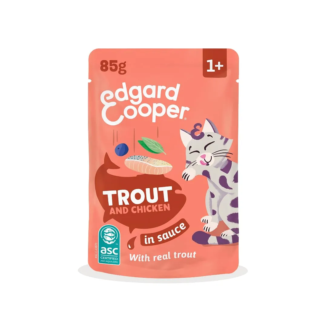 Edgard & Cooper Cibo Umido per Gatti, Trota e Pollo in salsa, Senza Cereali, per Gatti Sterilizzati (12x 85g) - immagine 2