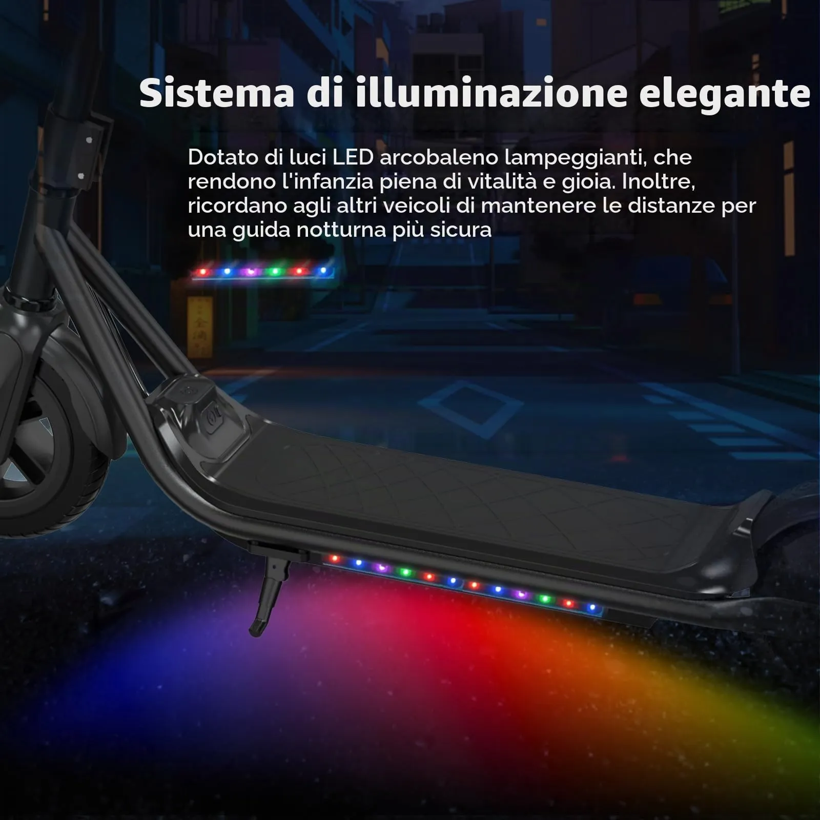 EVERCROSS Monopattino Elettrico Bambini, LED & Bluetooth, Autonomia 20km, Nero - immagine 6