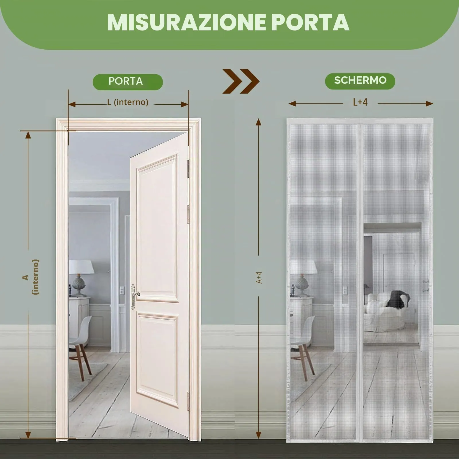Meet Beauty Zanzariera Magnetica per Porte, 180 x 220 cm, Grigio Argento - immagine 4