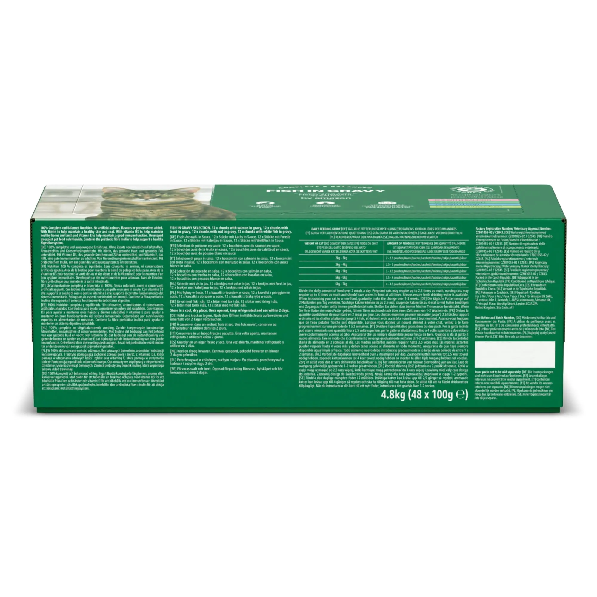 by Amazon Alimento completo per gatti adulti, Selezione di pesce in salsa, 4.8 kg, 48 x 100g - immagine 7