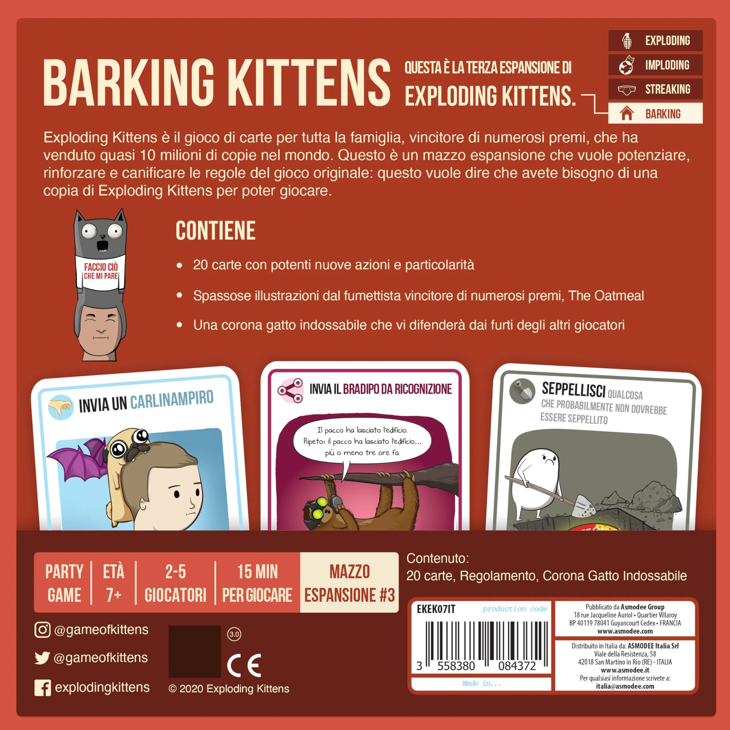 Exploding Kittens Barking Kittens Expansion Card Game - immagine 2