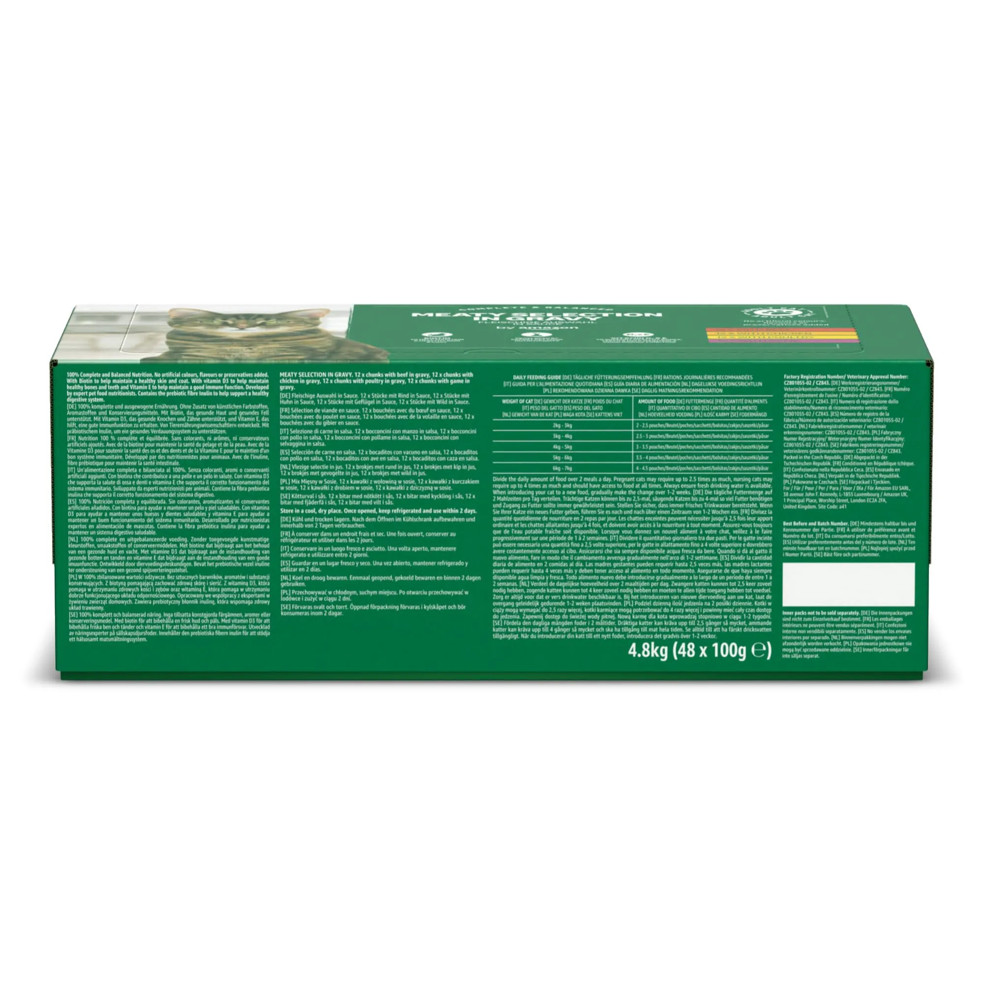 by Amazon Alimento completo per gatti adulti Selezione di carne in salsa, 4.8 kg, 48 Confezioni da 100g - immagine 7