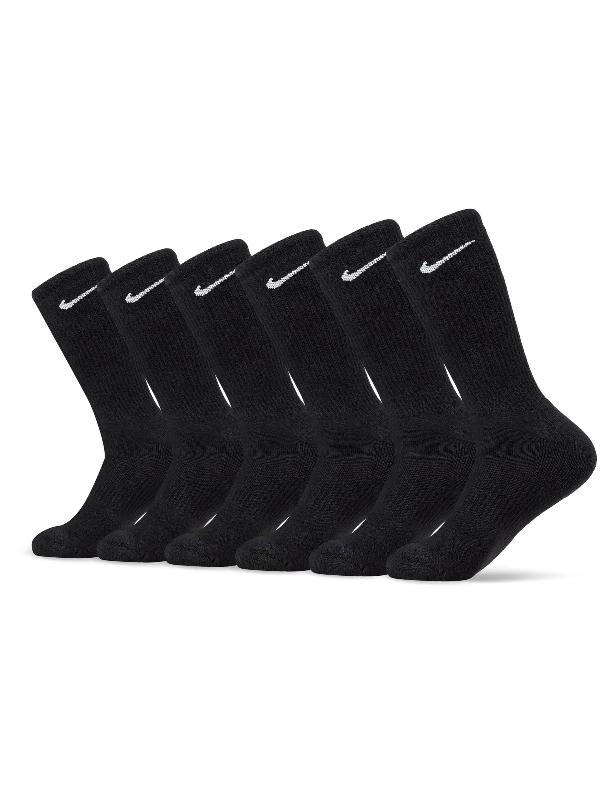 Nike Unisex Everyday Cushioned Training Crew Socks, 6 Pairs, Black/White, Medium - immagine 1