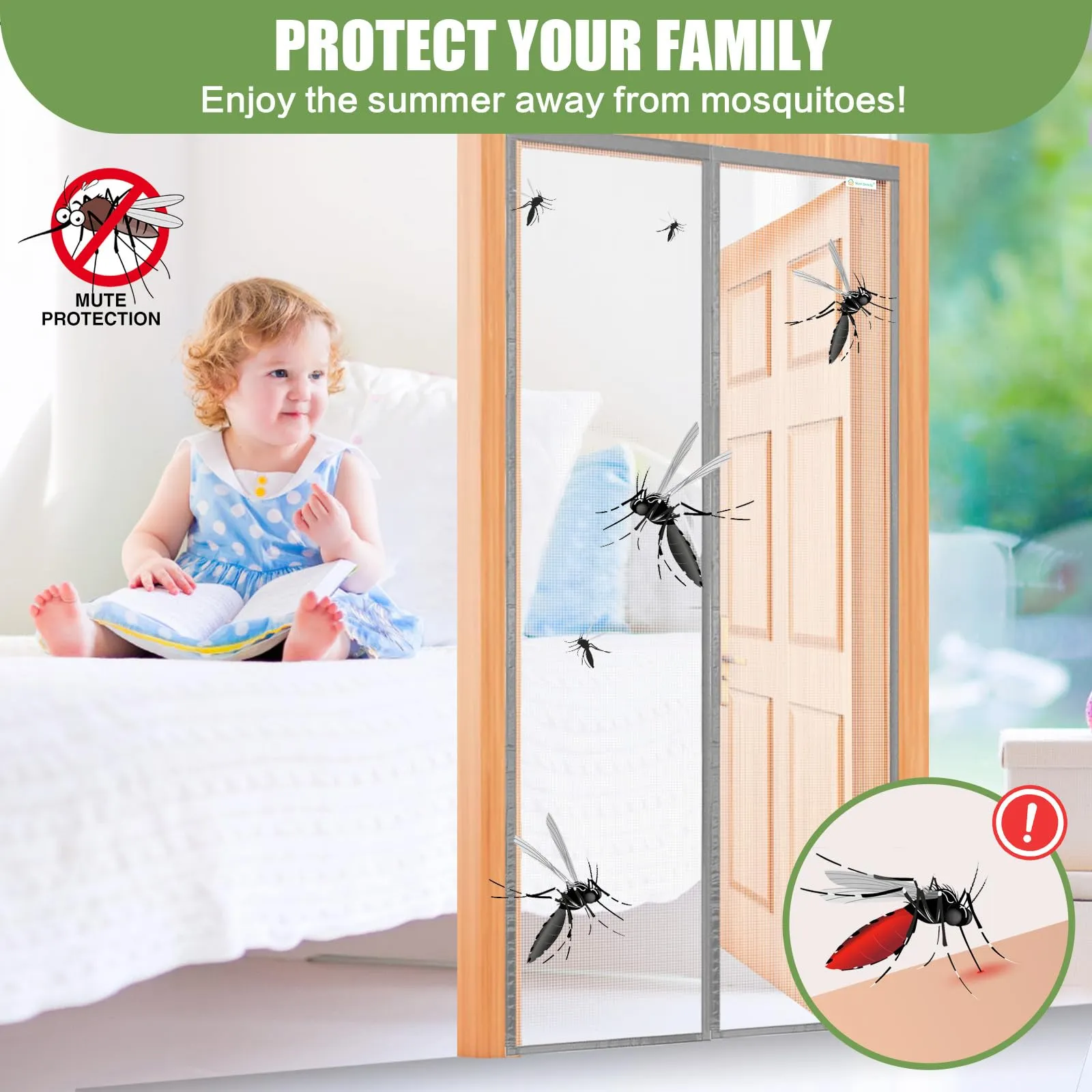 Meet Beauty Zanzariera Magnetica per Porte, 95 x 215 cm, Grigio Argento - immagine 2