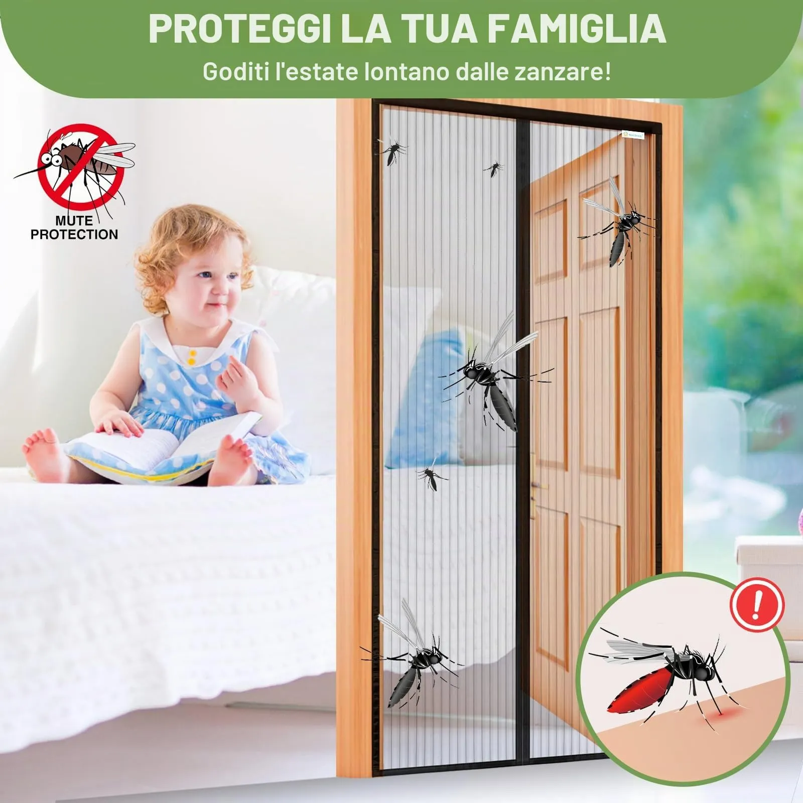 Meet Beauty Zanzariera Magnetica per Porte, 85 x 205 cm, Nero - immagine 2