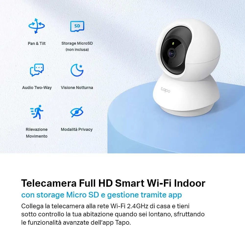 Tapo C210 2K 3MP WiFi Indoor Surveillance Camera 360° PTZ - immagine 2