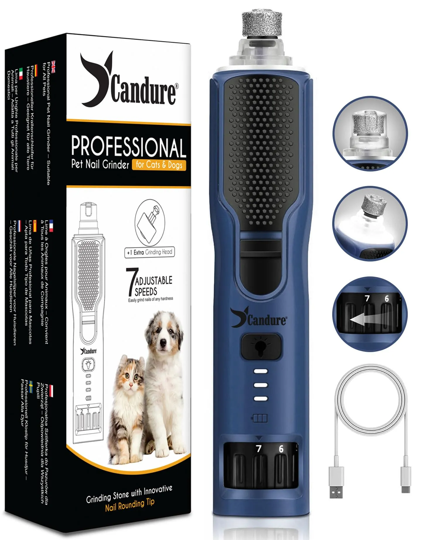 Candure Tagliaunghie per Cane e Gatto in Acciaio Inossidabile con Guardia di Protezione, Blu Navy - immagine 1