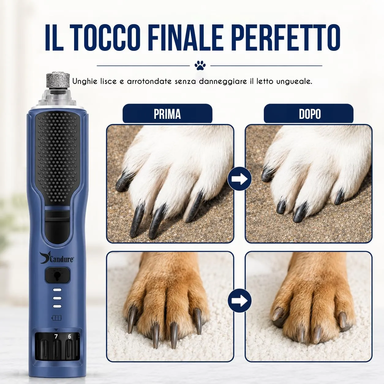 Candure Tagliaunghie per Cane e Gatto in Acciaio Inossidabile con Guardia di Protezione, Blu Navy - immagine 9