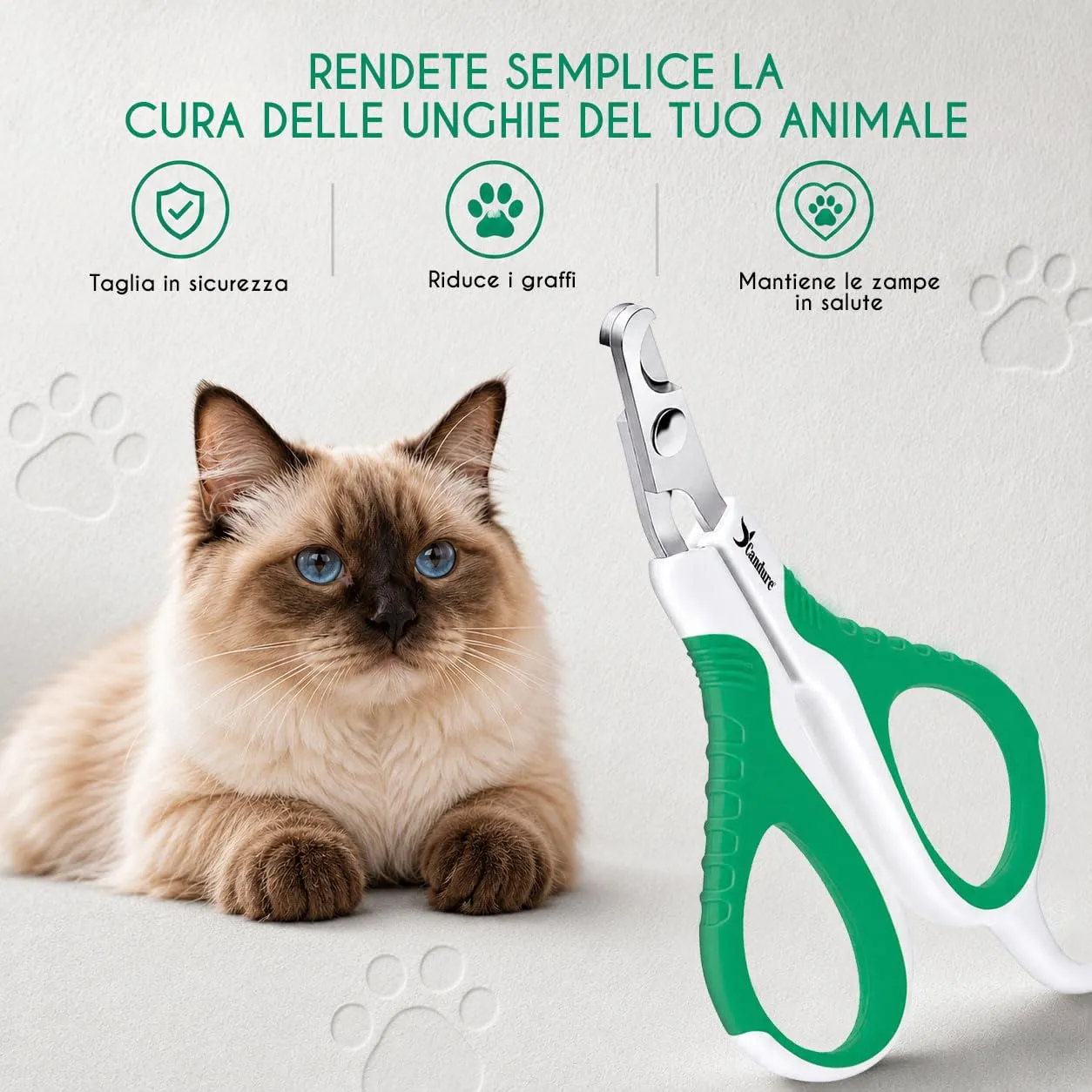 Candure Tagliaunghie per Cane e Gatto in Acciaio Inossidabile con Guardia di Protezione, Bianco e Verde, S Piccolo - immagine 6