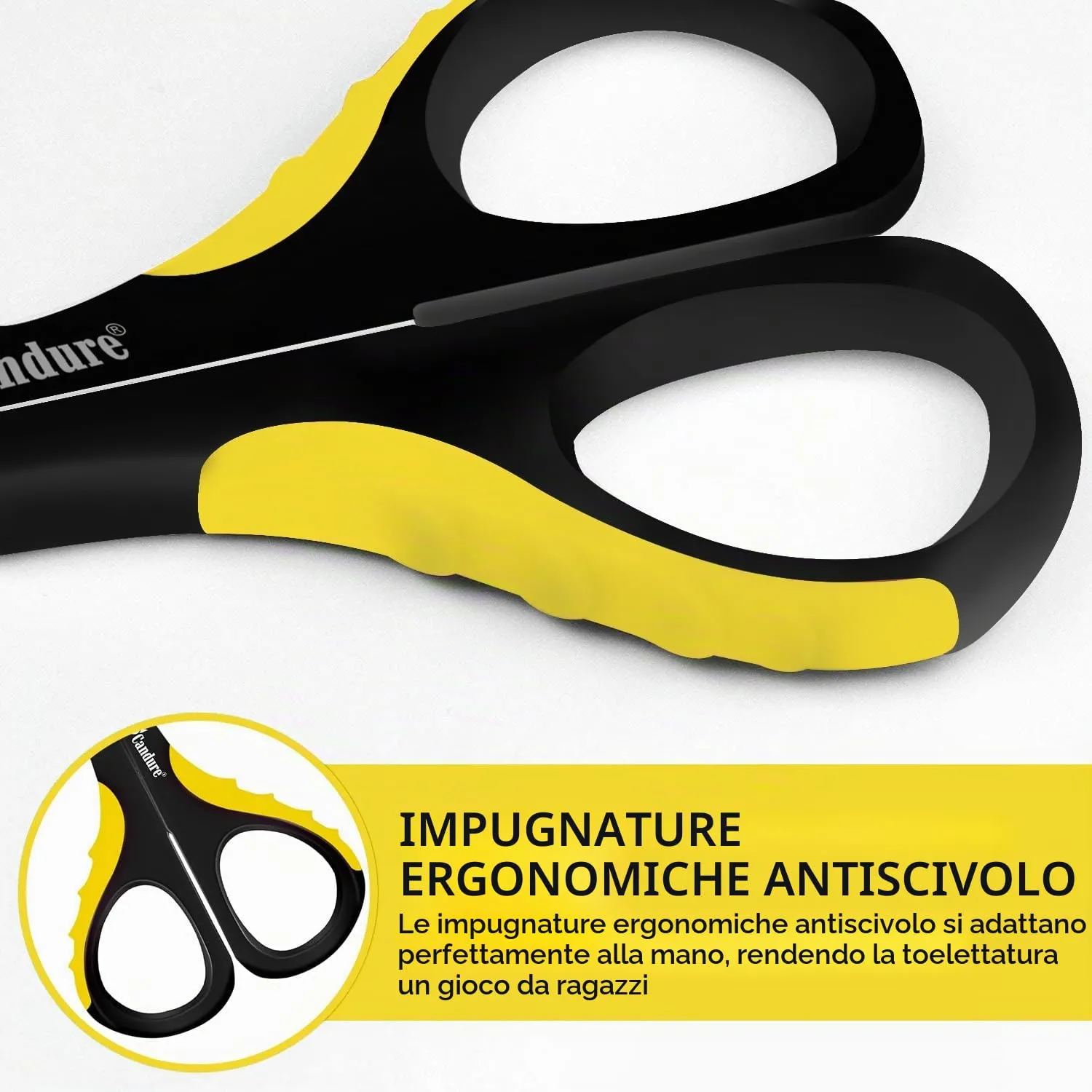 Candure Tagliaunghie Professionale in Acciaio Inossidabile per Gatti, Conigli, Uccelli e Piccoli Animali (Giallo) - immagine 3