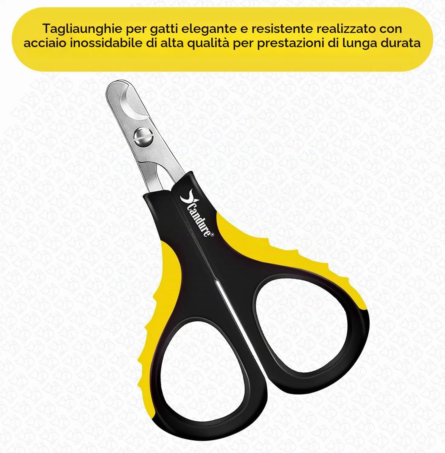 Candure Tagliaunghie Professionale in Acciaio Inossidabile per Gatti, Conigli, Uccelli e Piccoli Animali (Giallo) - immagine 4