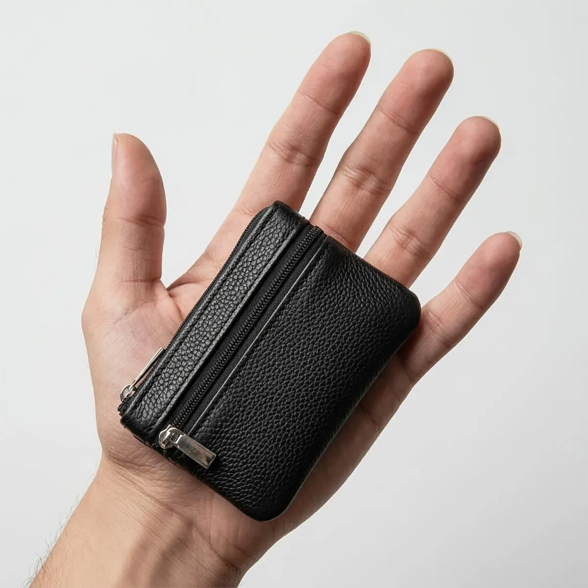 Hibate Mini Portamonete in Pelle Viola con Zip e Portachiavi - immagine 5
