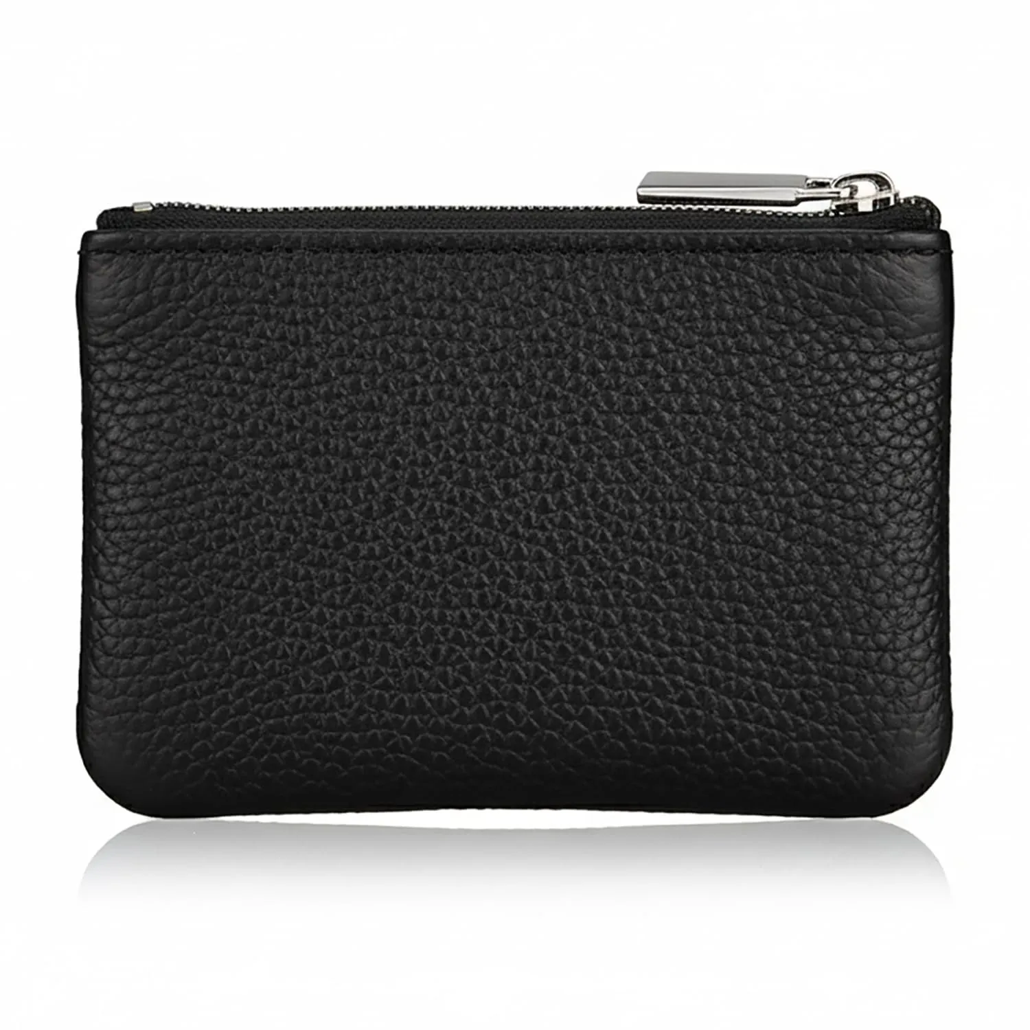 Hibate Mini Portamonete in Pelle con Zip e Portachiavi - Nero - immagine 2