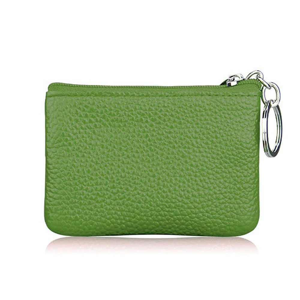Hibate Mini Portamonete in Pelle con Zip e Portachiavi, Verde - immagine 2