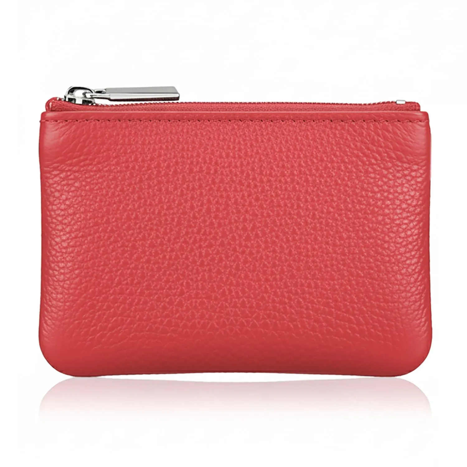 Hibate Mini Portamonete in Pelle Rosso con Zip e Portachiavi - immagine 2
