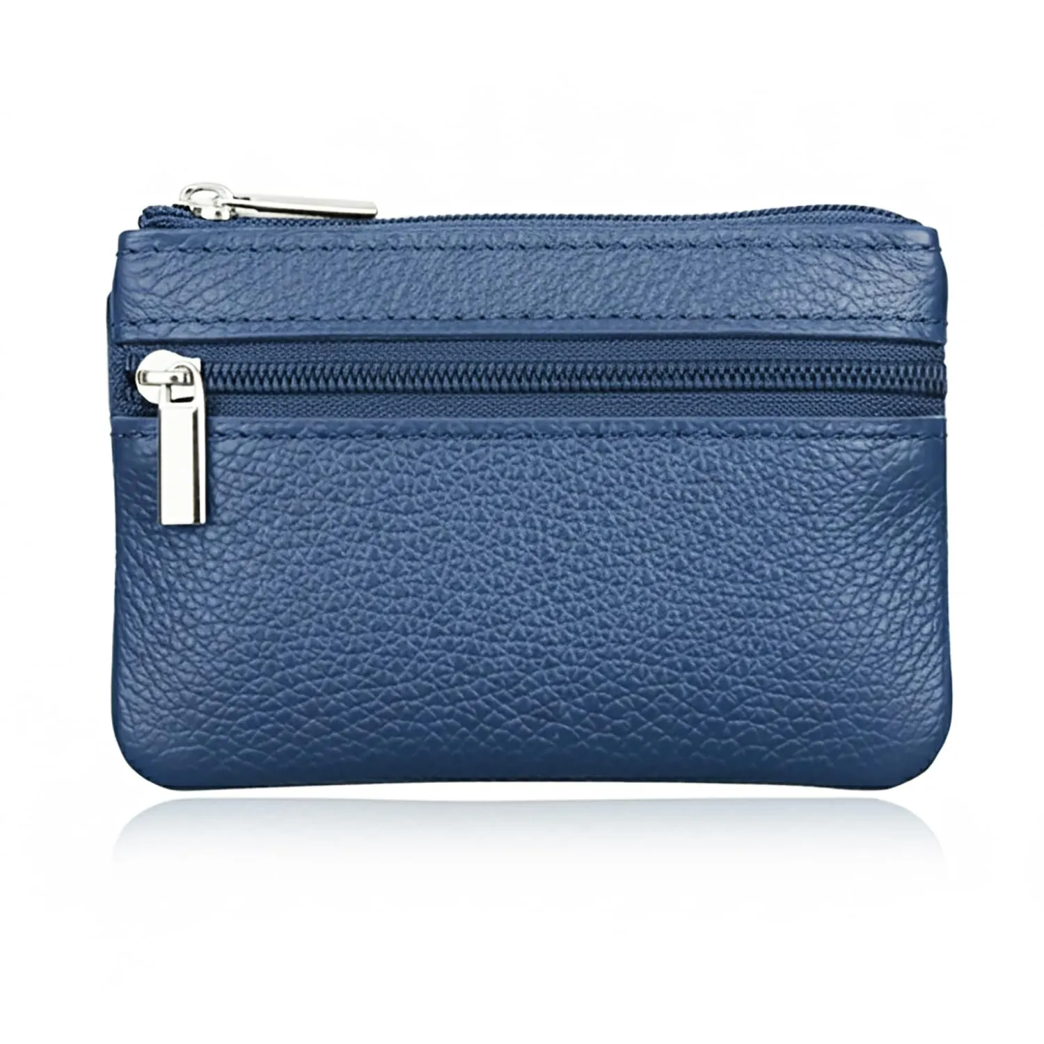 Hibate Blu Mini Portamonete in pelle con Zip e Portachiavi - immagine 1