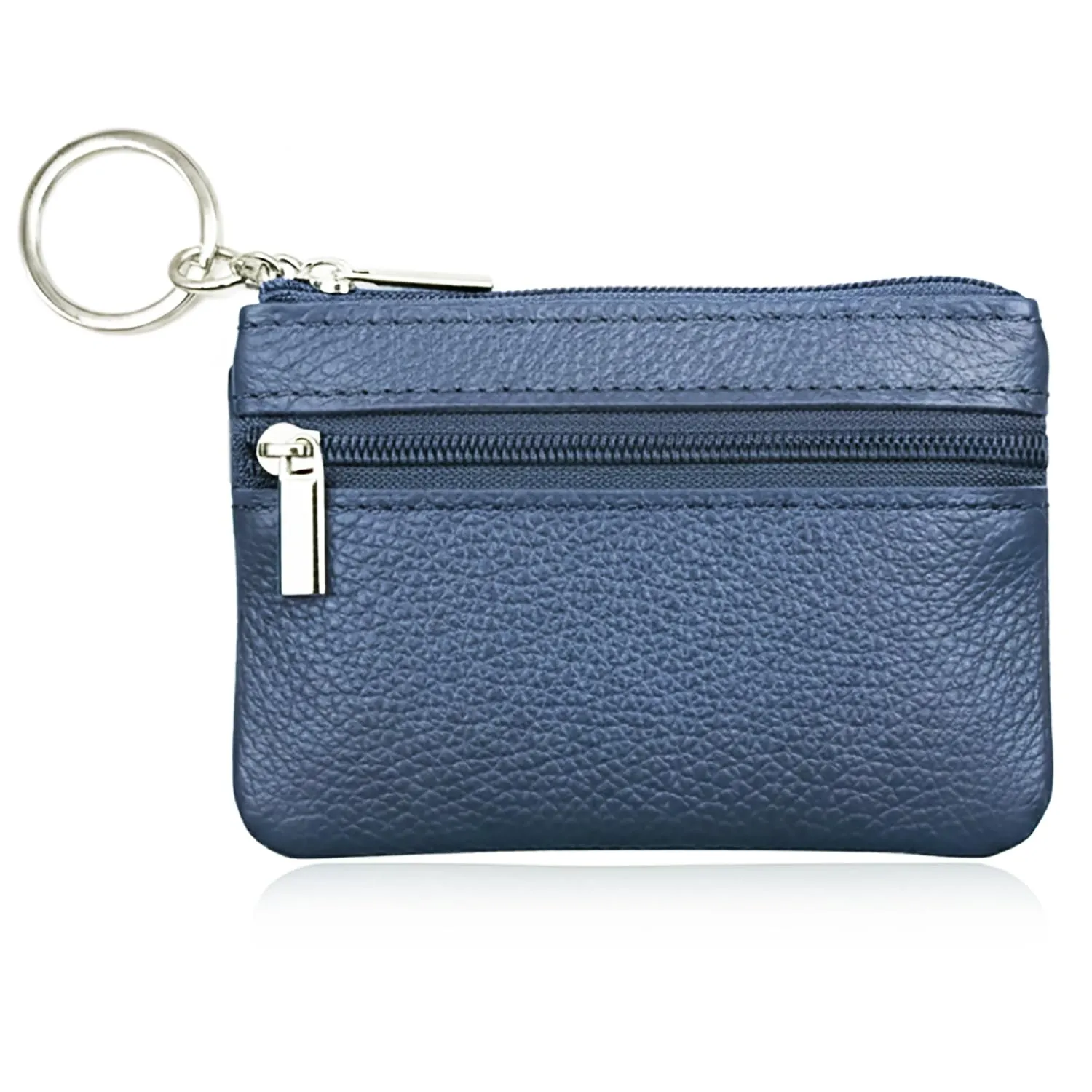 Hibate Blu Mini Portamonete in pelle con Zip e Portachiavi - immagine 3