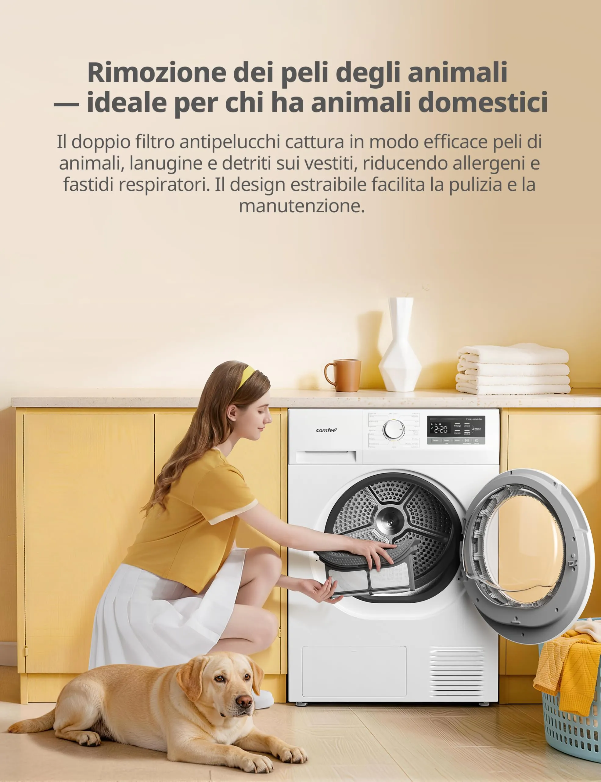 COMFEE' Asciugatrice Pompa di Calore 8 kg EcoDry CFP01EH80W - immagine 5
