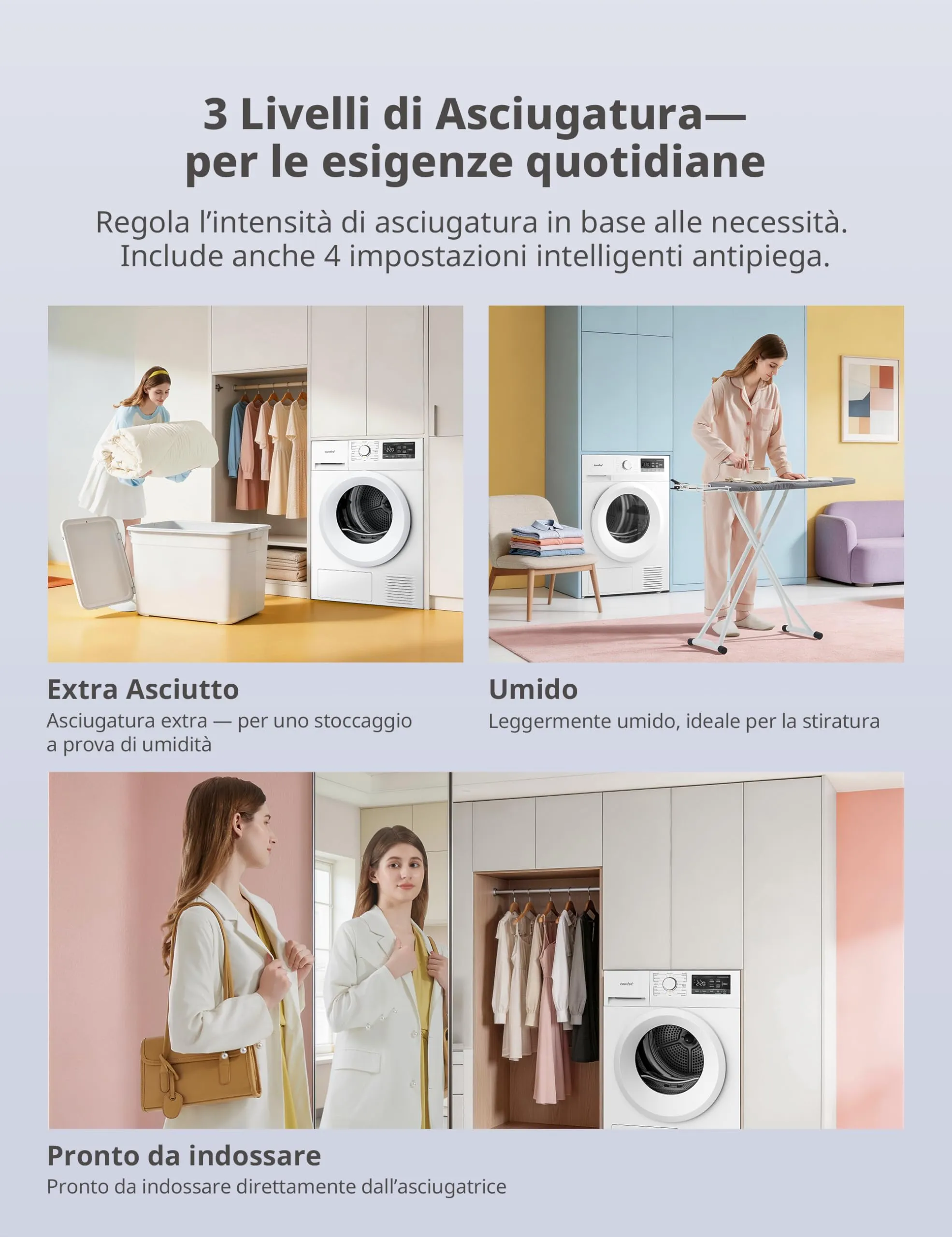 COMFEE' Asciugatrice Pompa di Calore 8 kg EcoDry CFP01EH80W - immagine 10