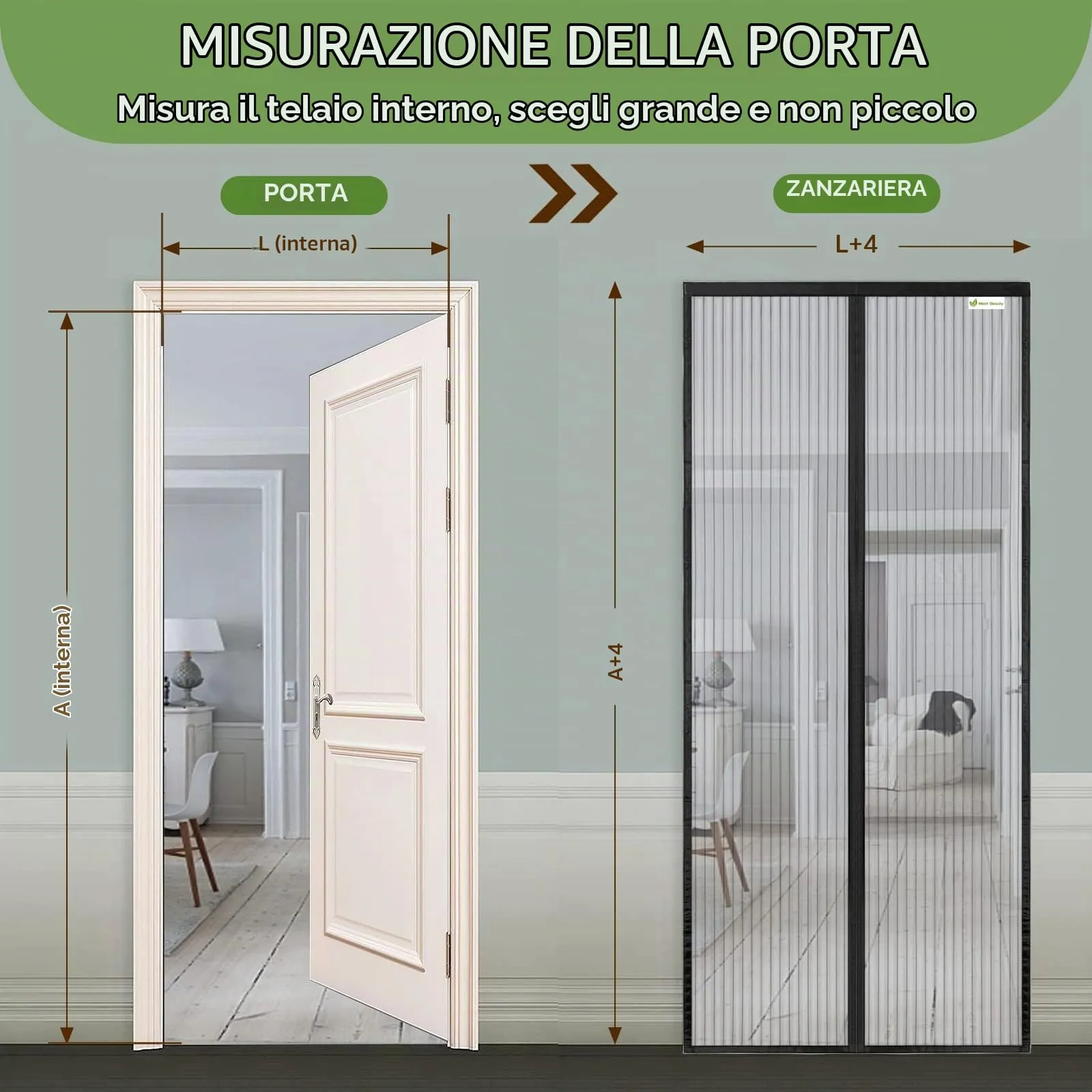 Meet Beauty Zanzariera Magnetica per Porte e Finestre, 160 x 220 cm, Nero - immagine 4