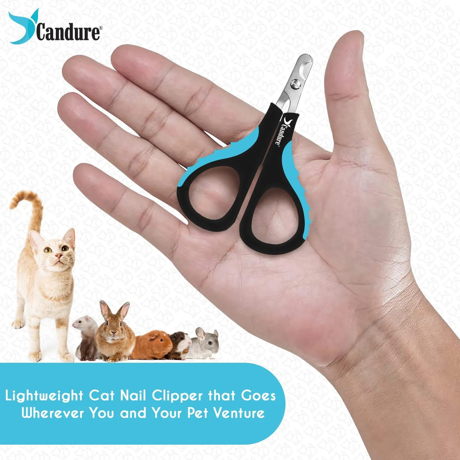 Candure Tagliaunghie Professionale in Acciaio Inossidabile per Gatti, Conigli e Piccoli Animali (Blu) - immagine 5