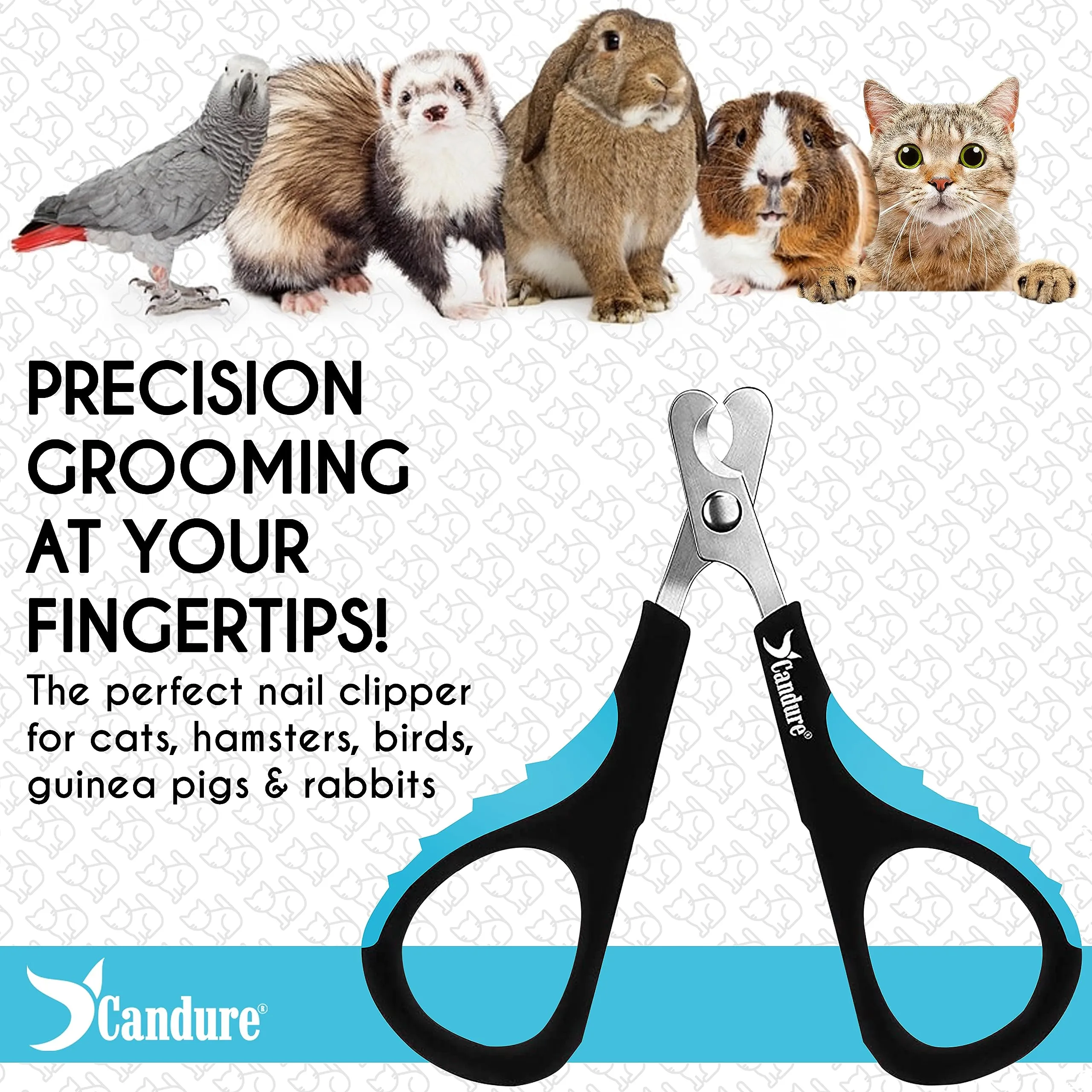 Candure Tagliaunghie Professionale in Acciaio Inossidabile per Gatti, Conigli e Piccoli Animali (Blu) - immagine 6