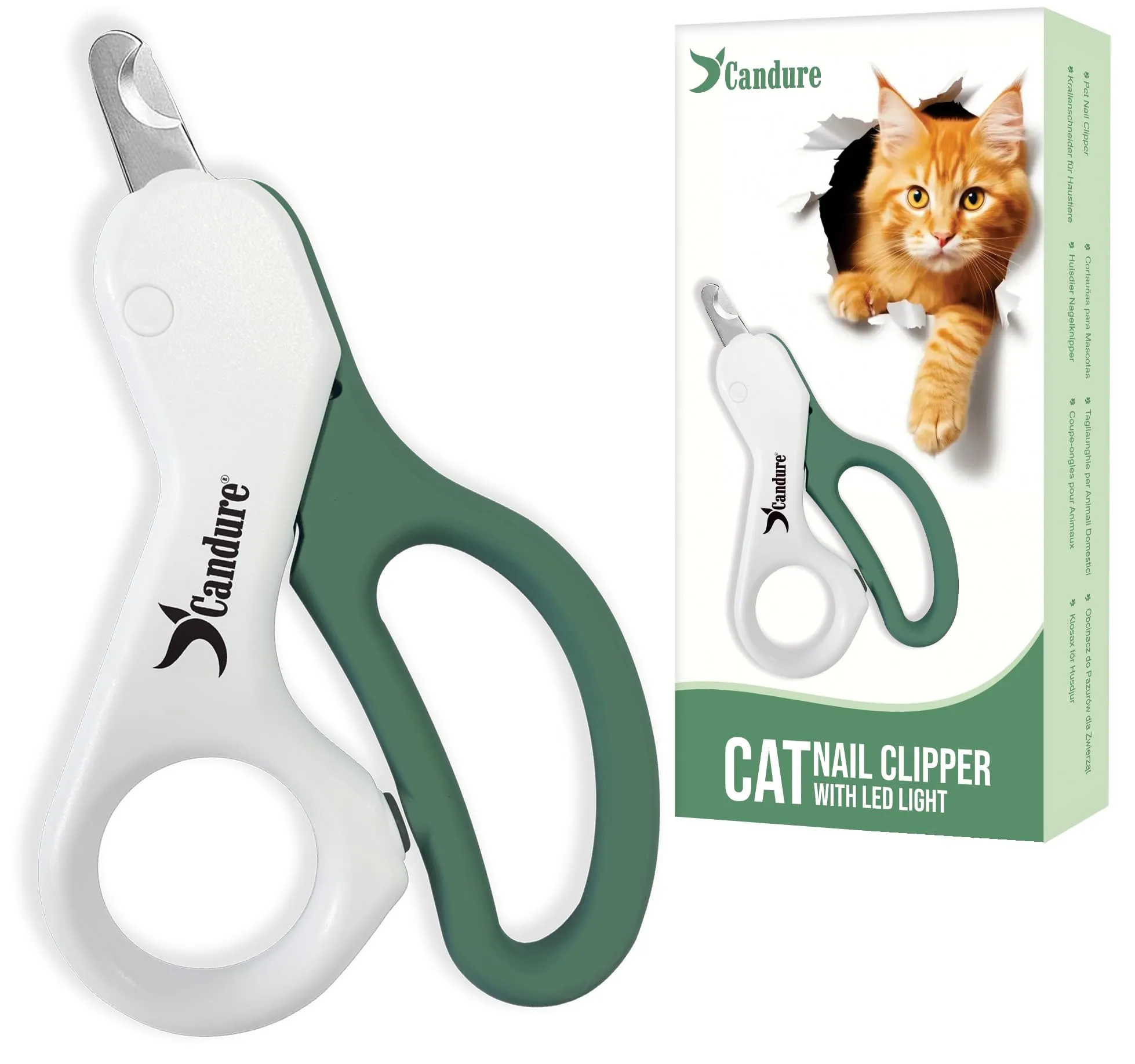 Candure Tagliaunghie per Animali con Luce LED in Acciaio Inox per Gatti, Conigli, Porcellini d'India e Uccelli - immagine 1