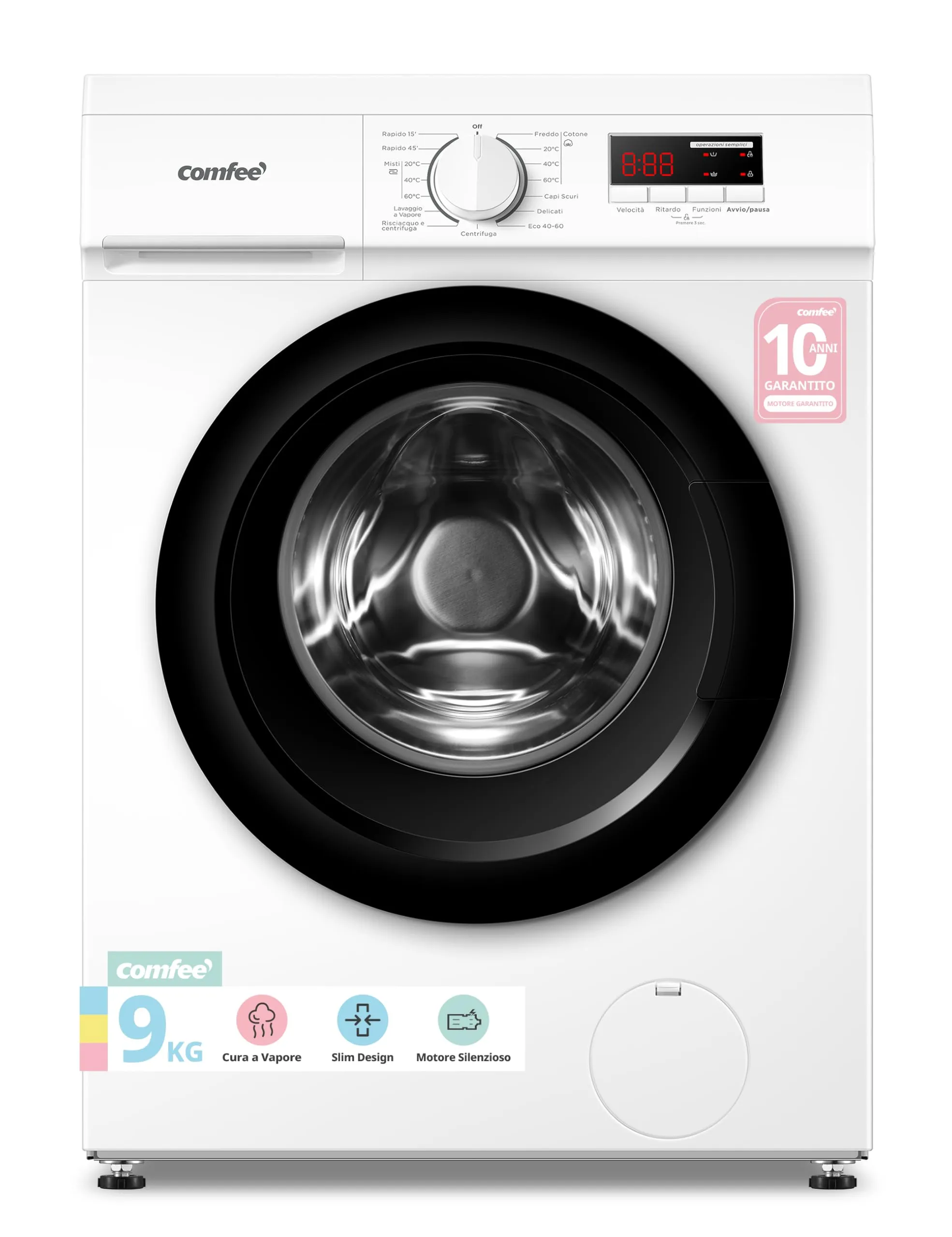 COMFEE' Lavatrice Slim 9 kg Classe A 1400 Giri Motore BLDC CFP01EW90W - immagine 1