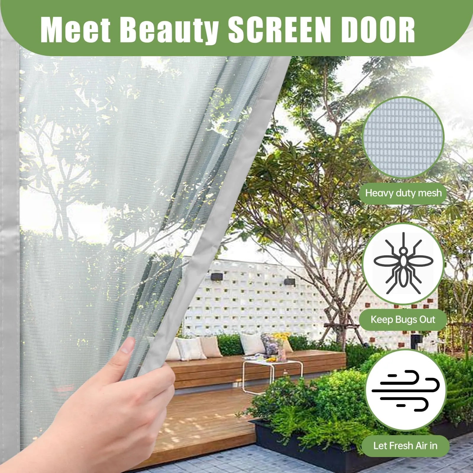 Meet Beauty Zanzariera Magnetica per Porte, 165 x 190 cm, Grigio Argento - immagine 3