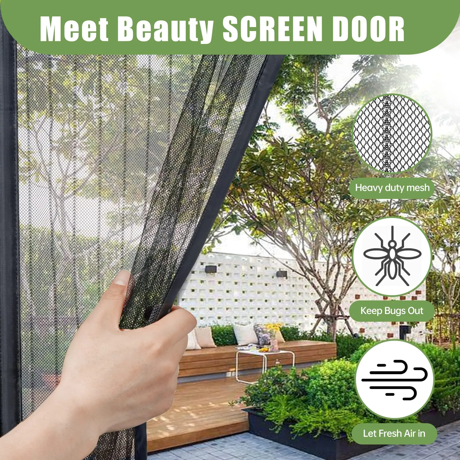 Meet Beauty Zanzariera Magnetica per Porte, 170 x 215 cm, Nero - immagine 3
