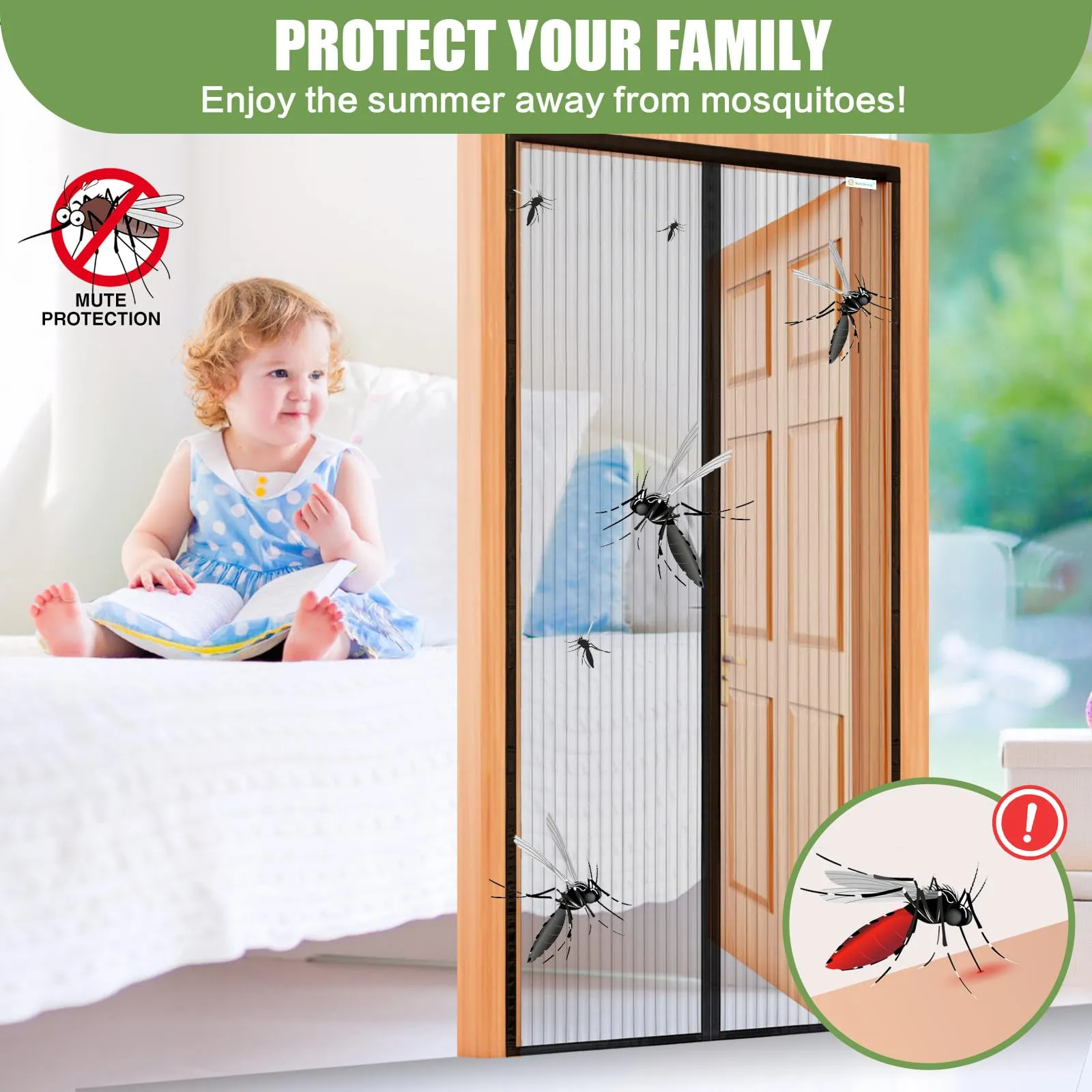Meet Beauty Zanzariera Magnetica per Porte, 145 x 250 cm, Nero - immagine 2