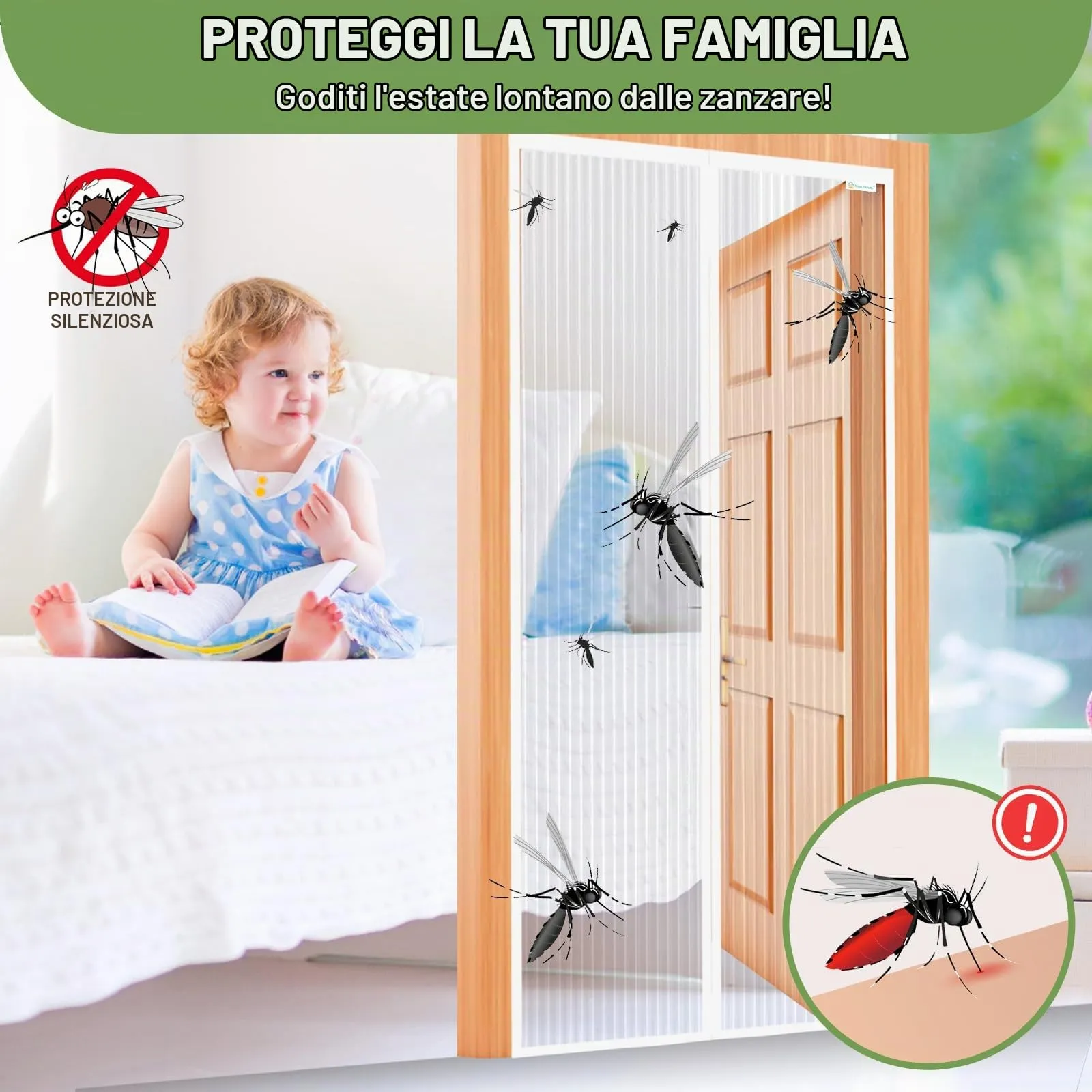 Meet Beauty Zanzariera Magnetica per Porte, 180 x 230 cm, Bianco - immagine 2