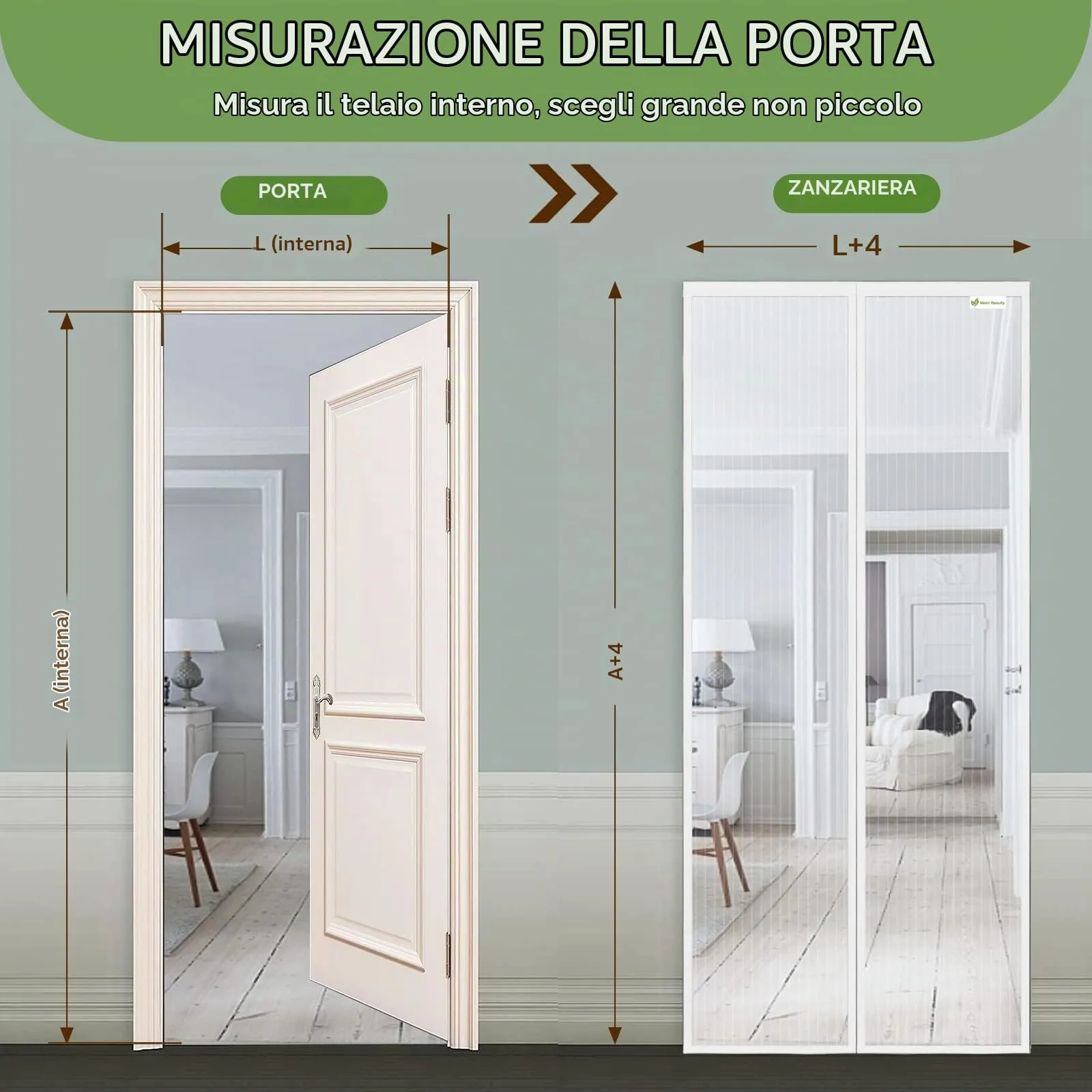Meet Beauty Zanzariera Magnetica per Porte, 180 x 230 cm, Bianco - immagine 4