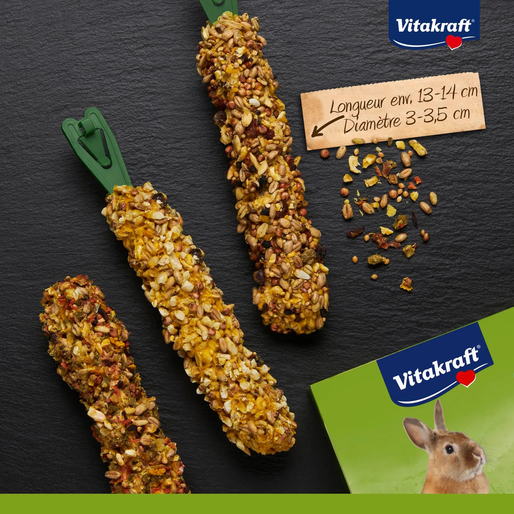 Vitakraft Kräcker Mix per conigli nani, con popcorn, miele, verdura, barbabietola rossa, uva e noci, senza zuccheri e cereali, 160g - immagine 5