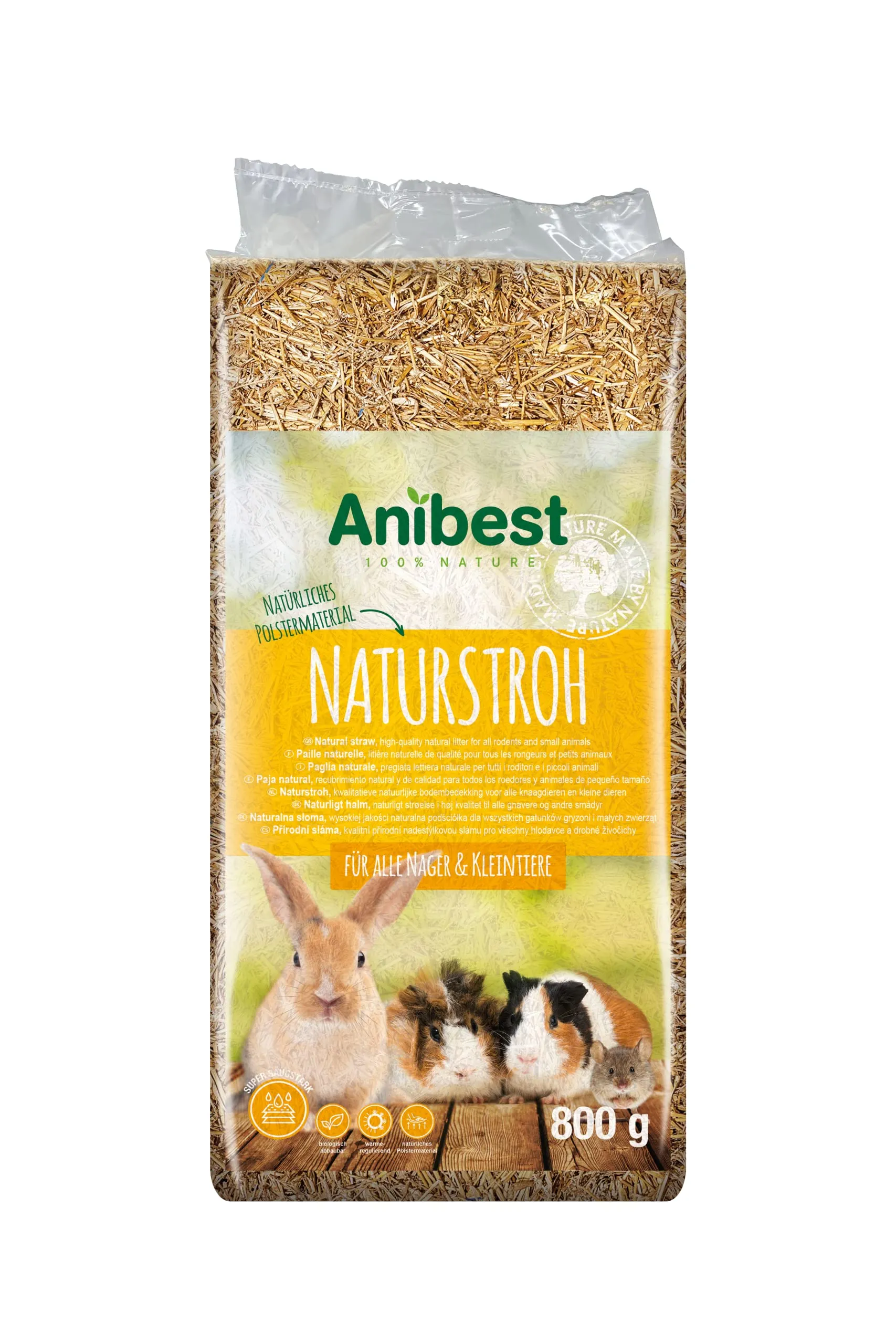 Anibest Paglia Naturale per Piccoli Animali e Roditori, 1 kg - immagine 1
