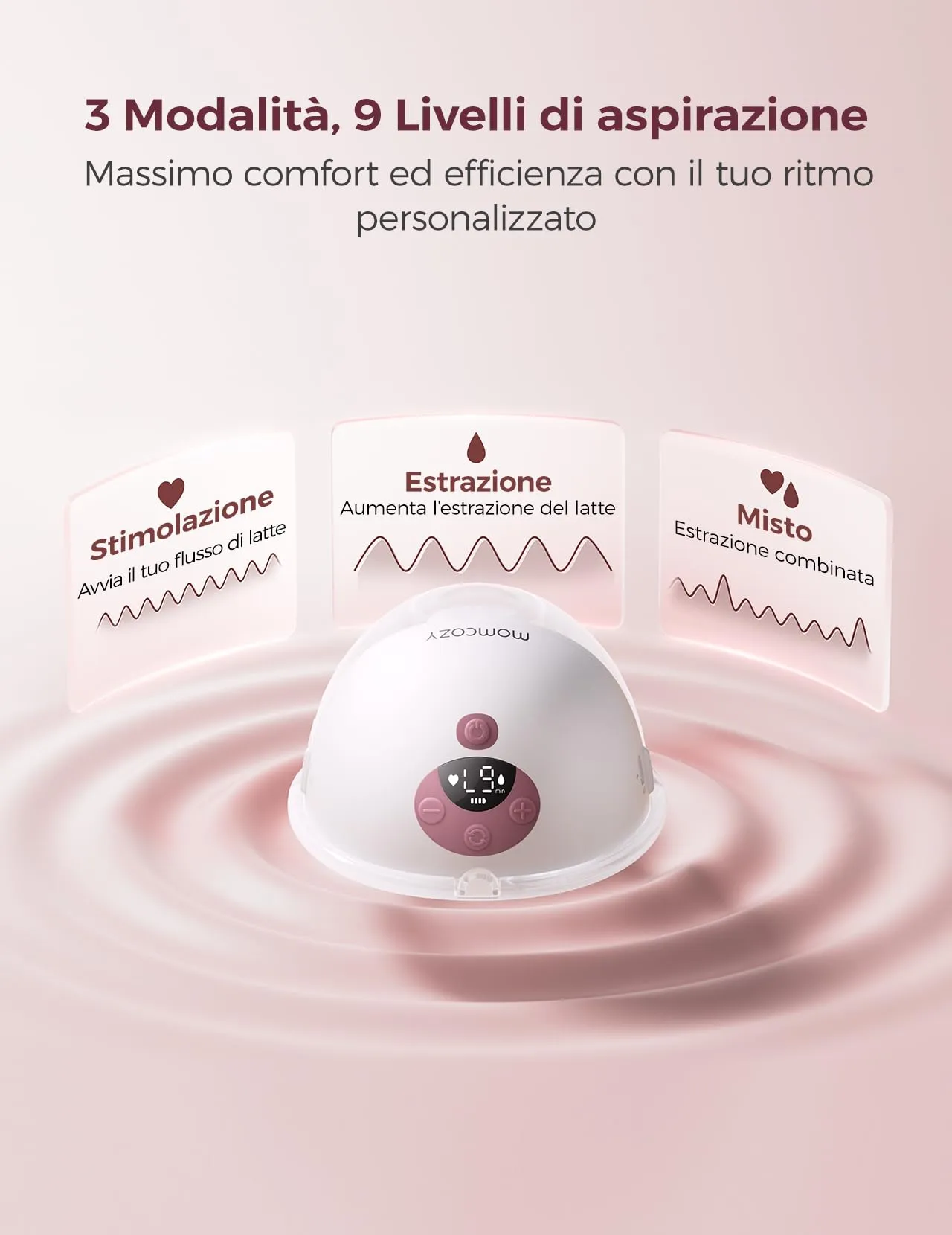 Momcozy M5 Tiralatte Intelligente con App, Portatile, Mani Libere, Doppio, Rosso - immagine 5