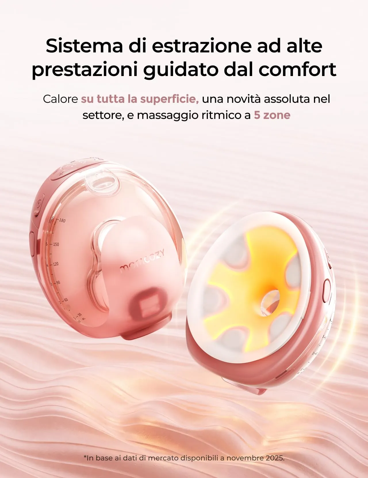 Momcozy Wellness 1 Tiralatte Elettrico Indossabile a Mani Libere, 180 ml - immagine 2
