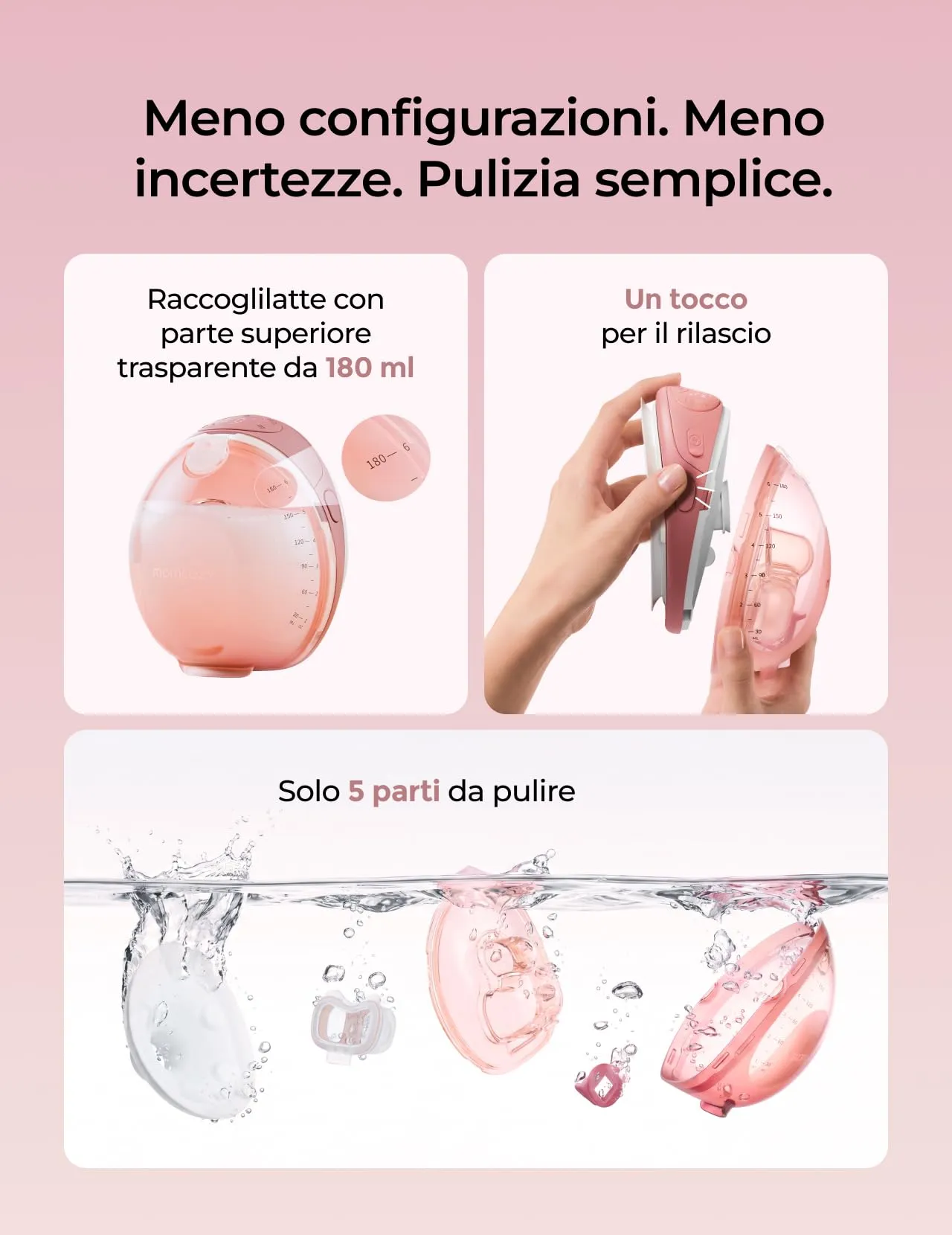 Momcozy Wellness 1 Tiralatte Elettrico Indossabile a Mani Libere, 180 ml - immagine 7