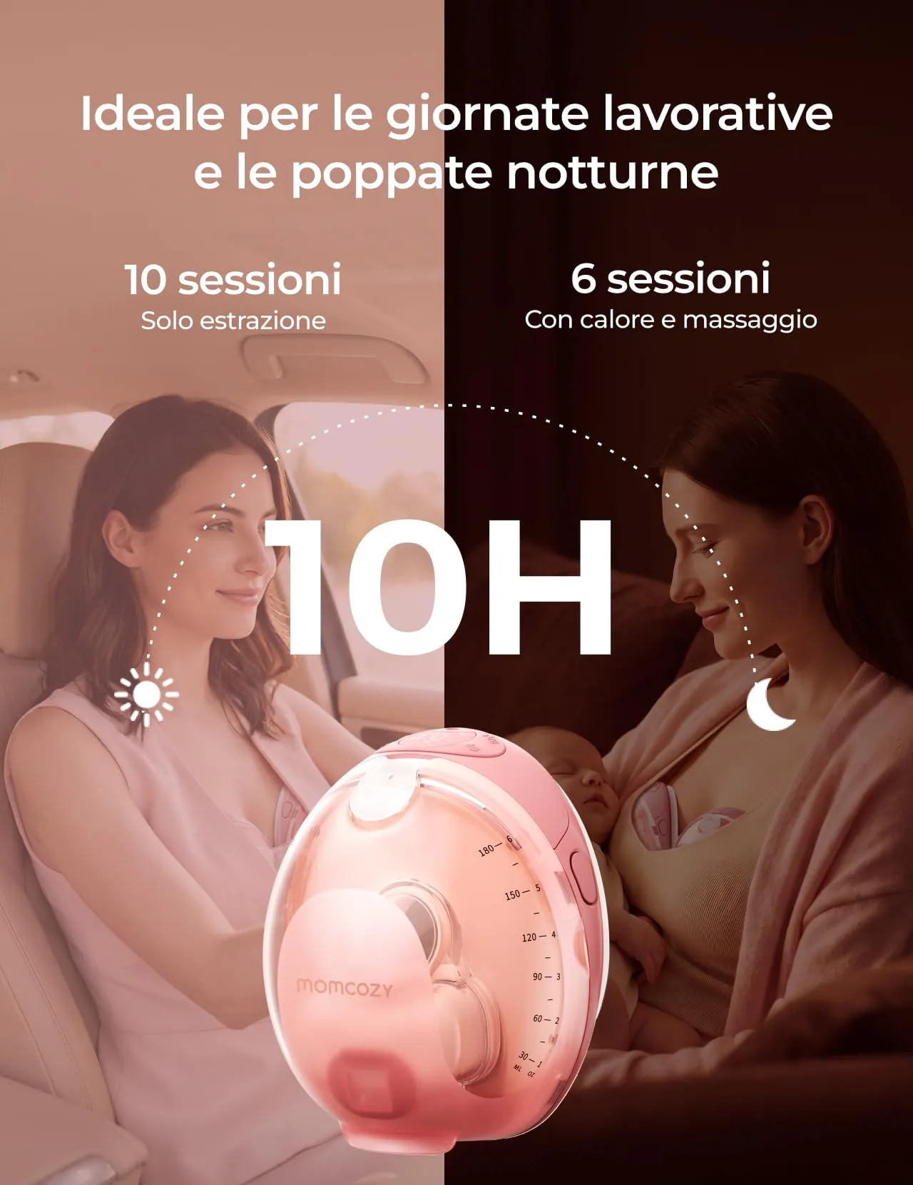 Momcozy Wellness 1 Tiralatte Elettrico Indossabile a Mani Libere, 180 ml - immagine 8
