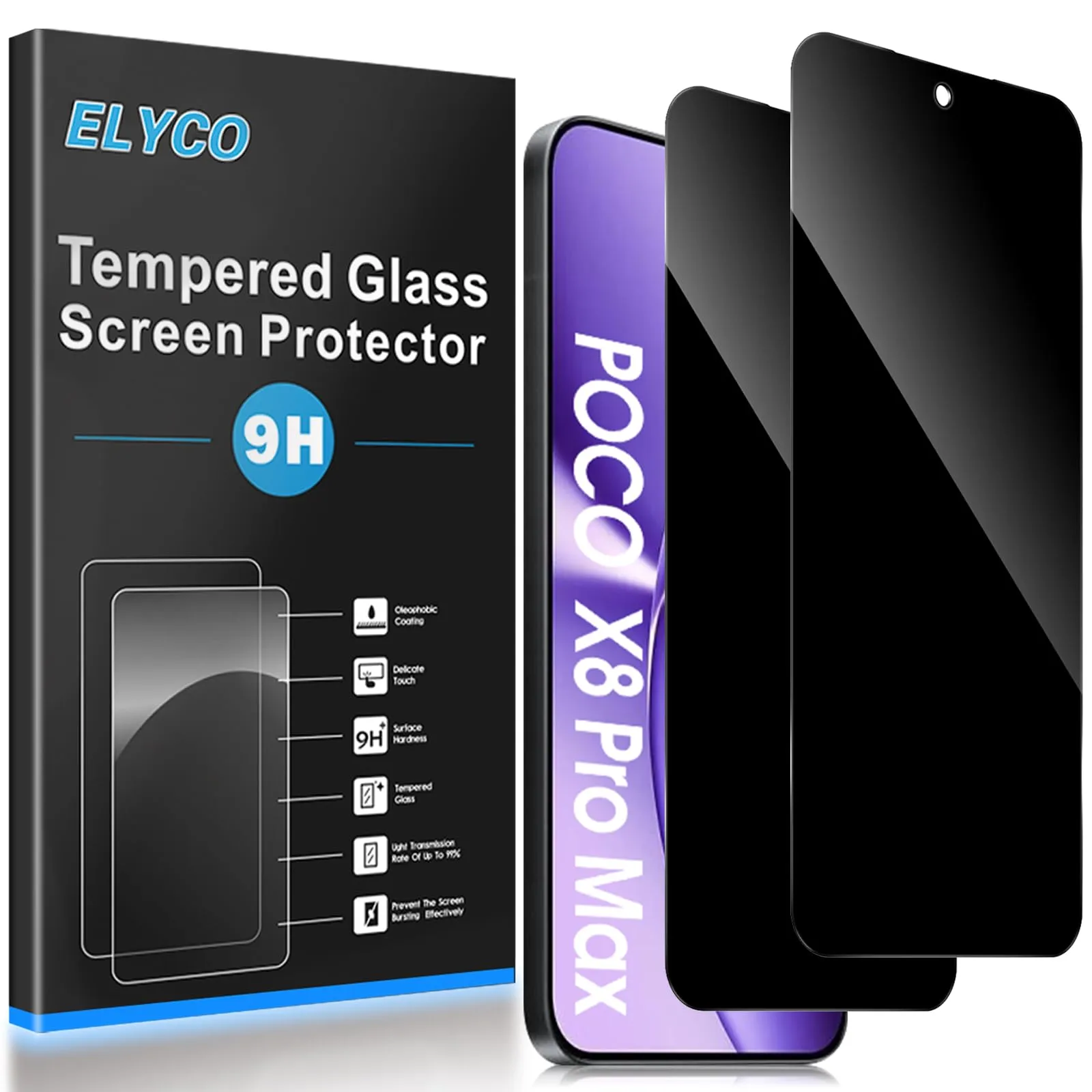 ELYCO Vetro Temperato Privacy per Xiaomi Poco X8 Pro Max, 2 Pezzi - immagine 1