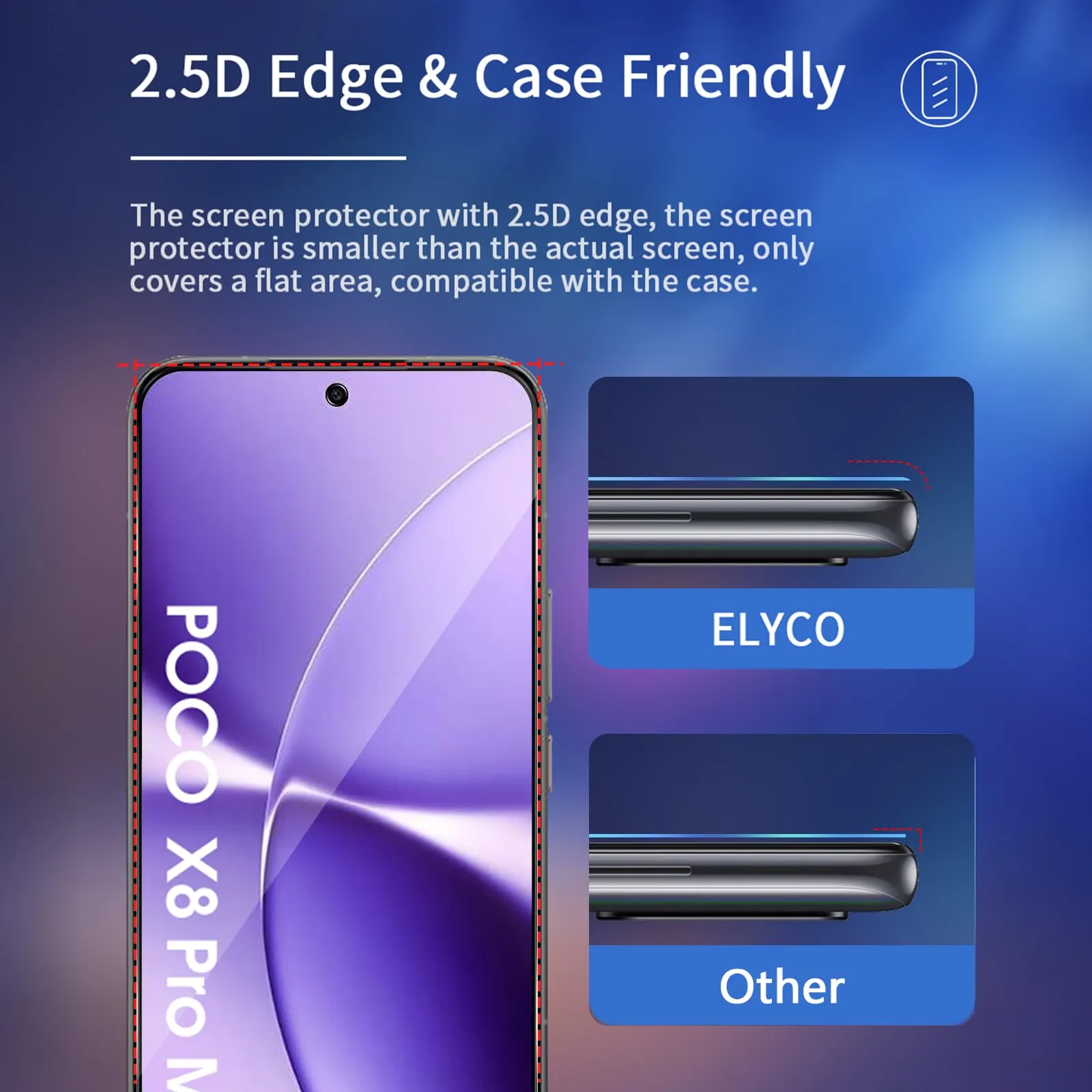 ELYCO Vetro Temperato Privacy per Xiaomi Poco X8 Pro Max, 2 Pezzi - immagine 7