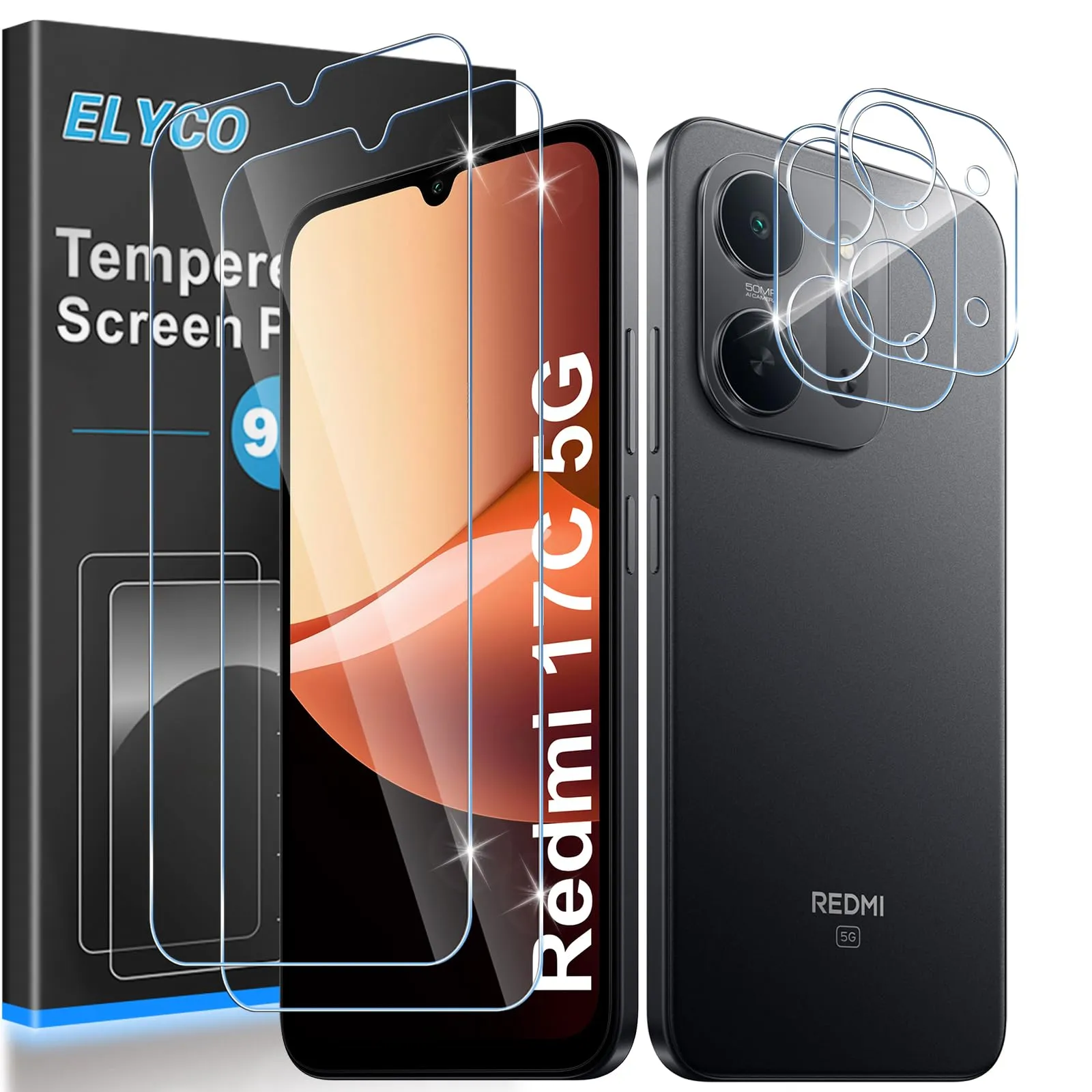 ELYCO Vetro Temperato per Xiaomi Redmi 17C 5G, 2+2 Pezzi - immagine 1