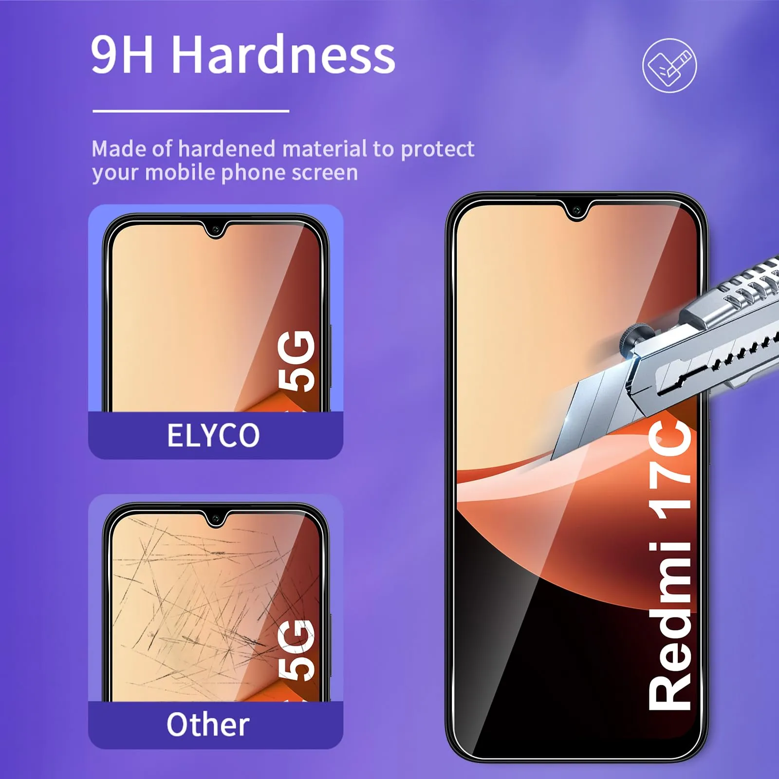ELYCO Vetro Temperato per Xiaomi Redmi 17C 5G, 2+2 Pezzi - immagine 3