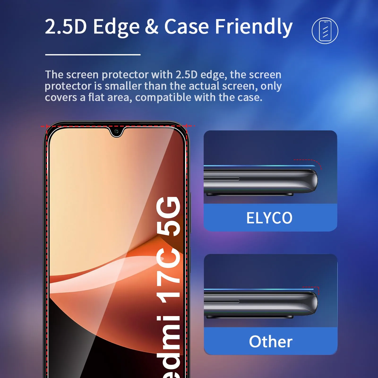 ELYCO Vetro Temperato per Xiaomi Redmi 17C 5G, 2+2 Pezzi - immagine 5