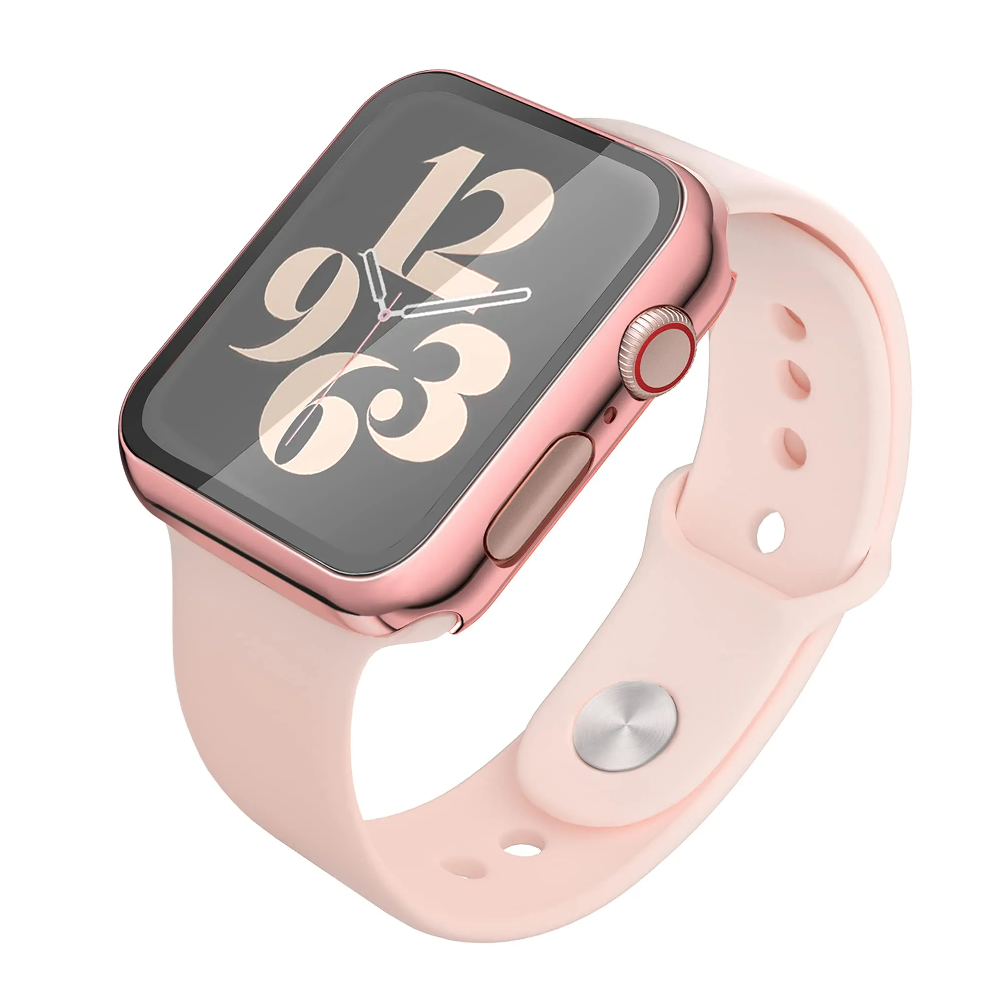 Misxi Cover con Vetro Temperato per Apple Watch SE/Serie 6/5/4 40mm, 2 Pezzi (1 Rose Pink + 1 Trasparente) - immagine 5
